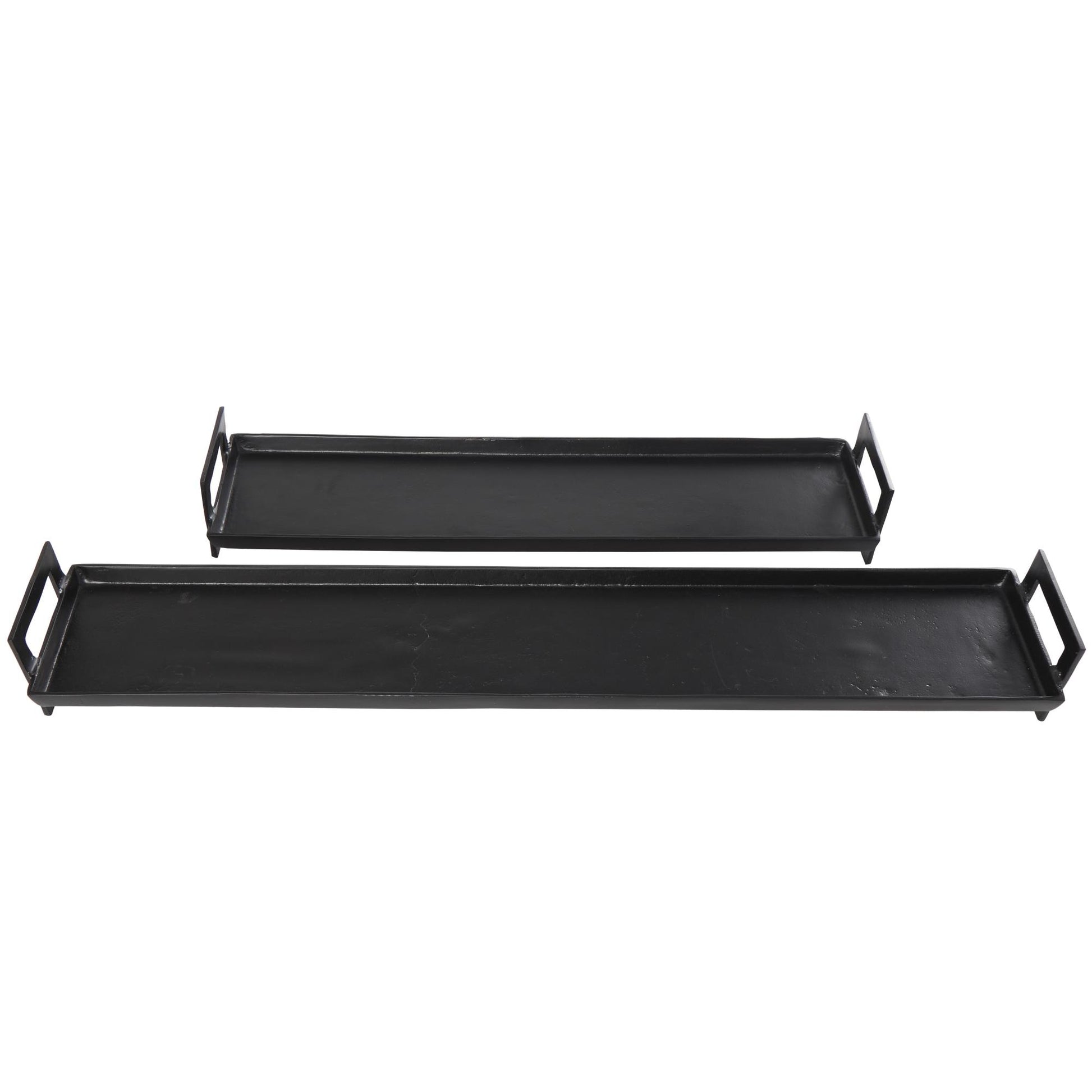 Set of 2 Aluminum Metal Nesting Living Room Decor Tray with Metal Handles Set of 2 35", 26"W