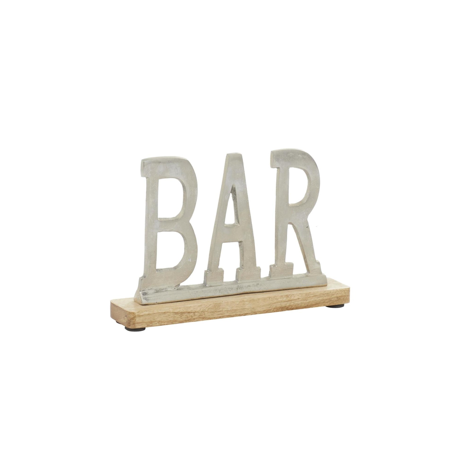 Sign Silver Aluminum Metal Bar Home Decorative Sign with Wood Base