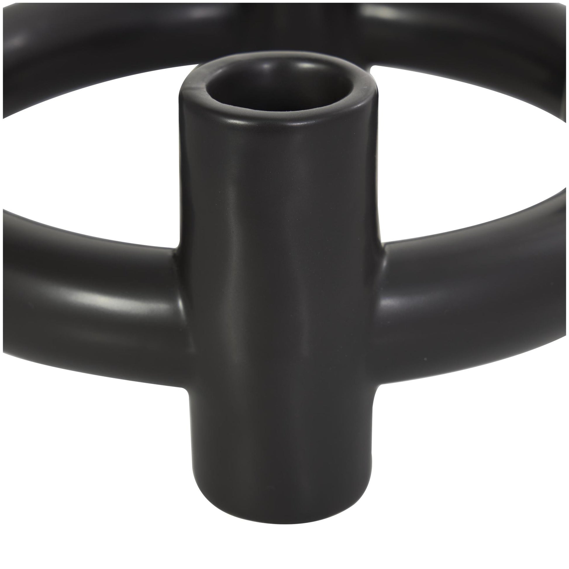 CosmoLiving by Cosmopolitan Set of 2 Geometric Black Ceramic Circle Decorative Candle Holder