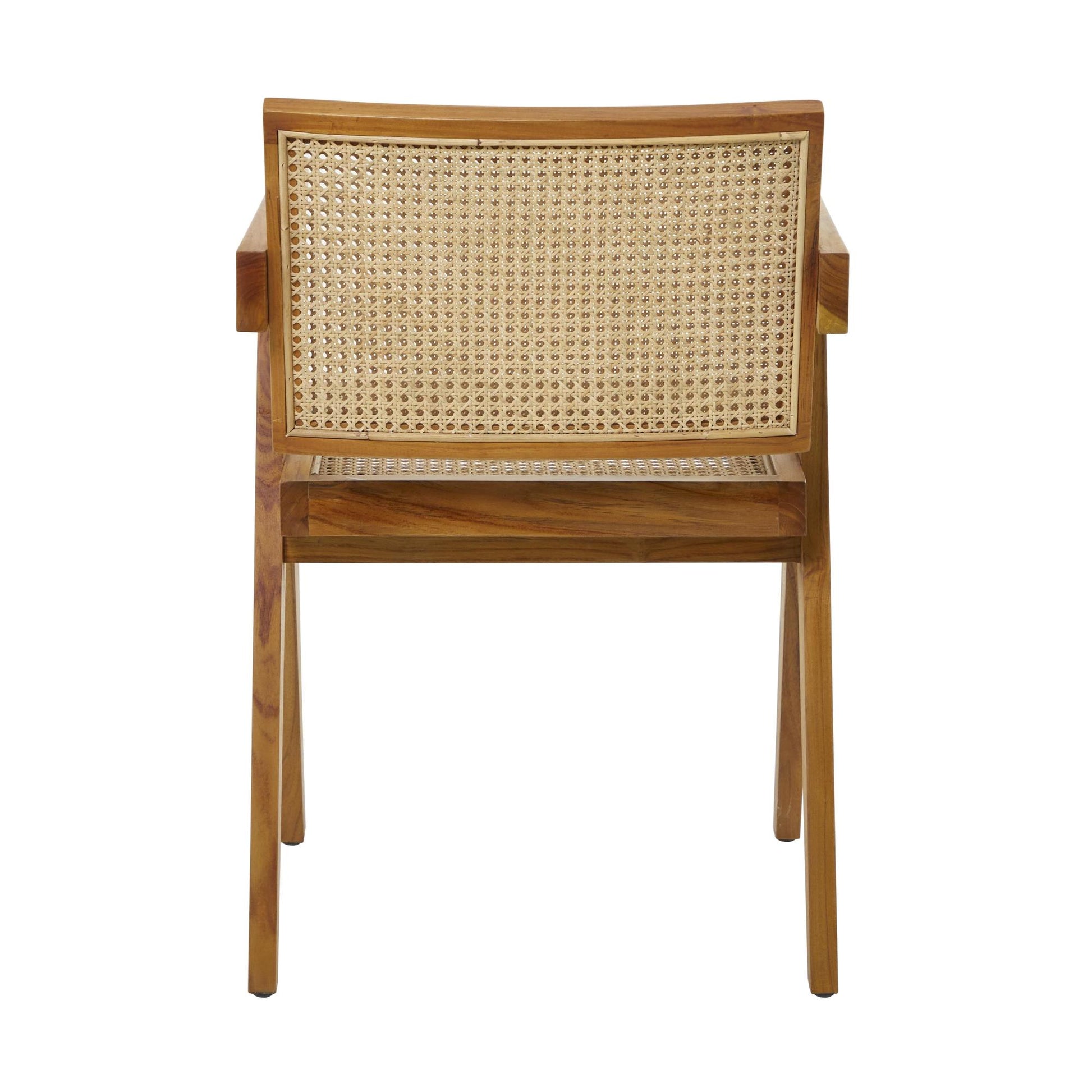 Teak Wood Handmade Living Room Accent Chair with Woven Cane Seat