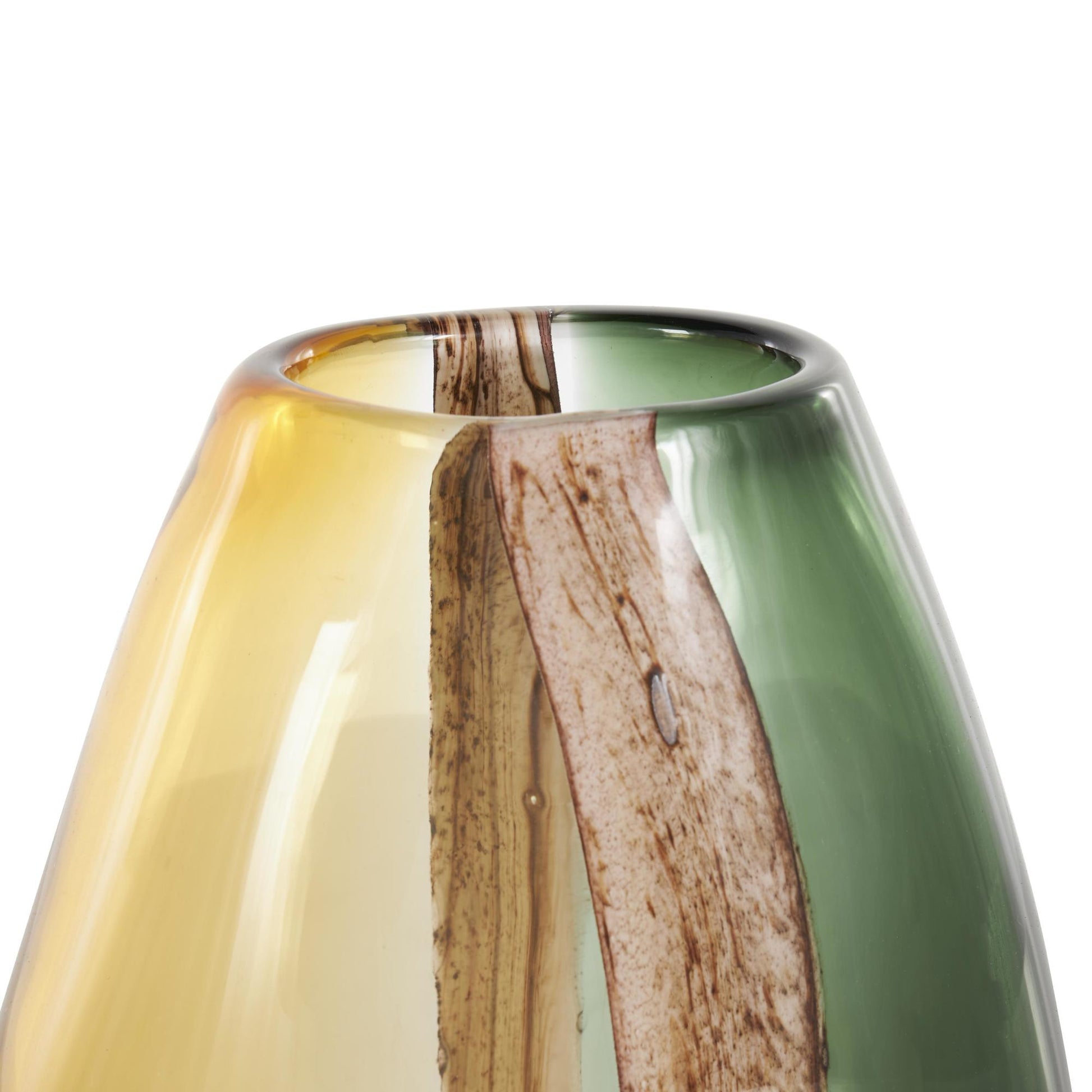 Multi Colored Glass Ombre Decorative Vase with Pink Textured Stripe Details