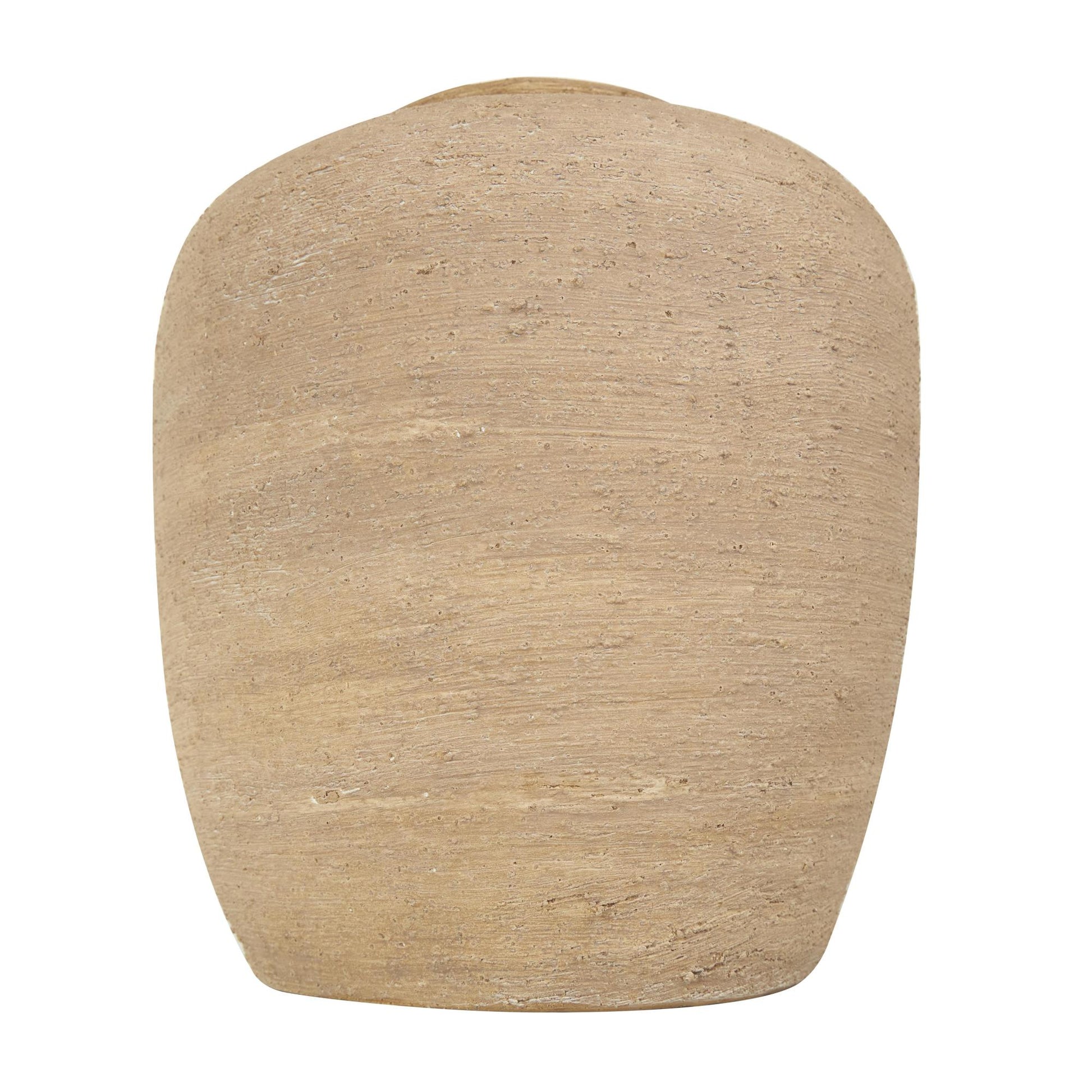 Beige Ceramic Wide Textured Decorative Vase