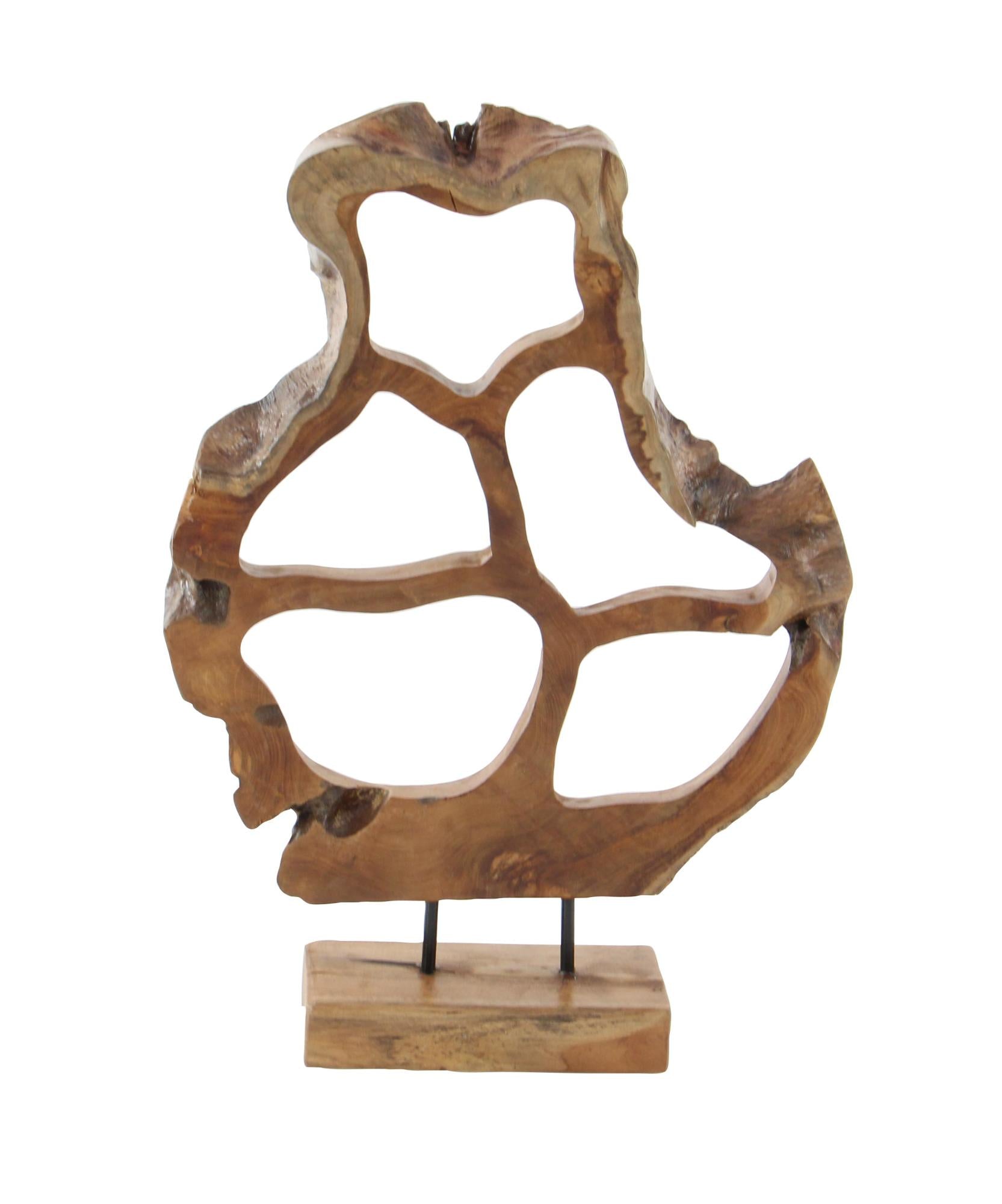 Abstract Brown Teak Wood Handmade Decorative Sculpture