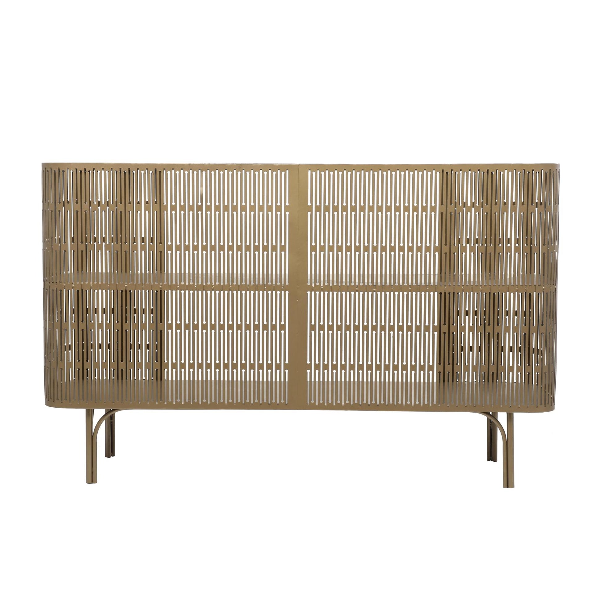Gold Metal Art Deco Inspired Living Room Console Table with Black Tempered Glass Top