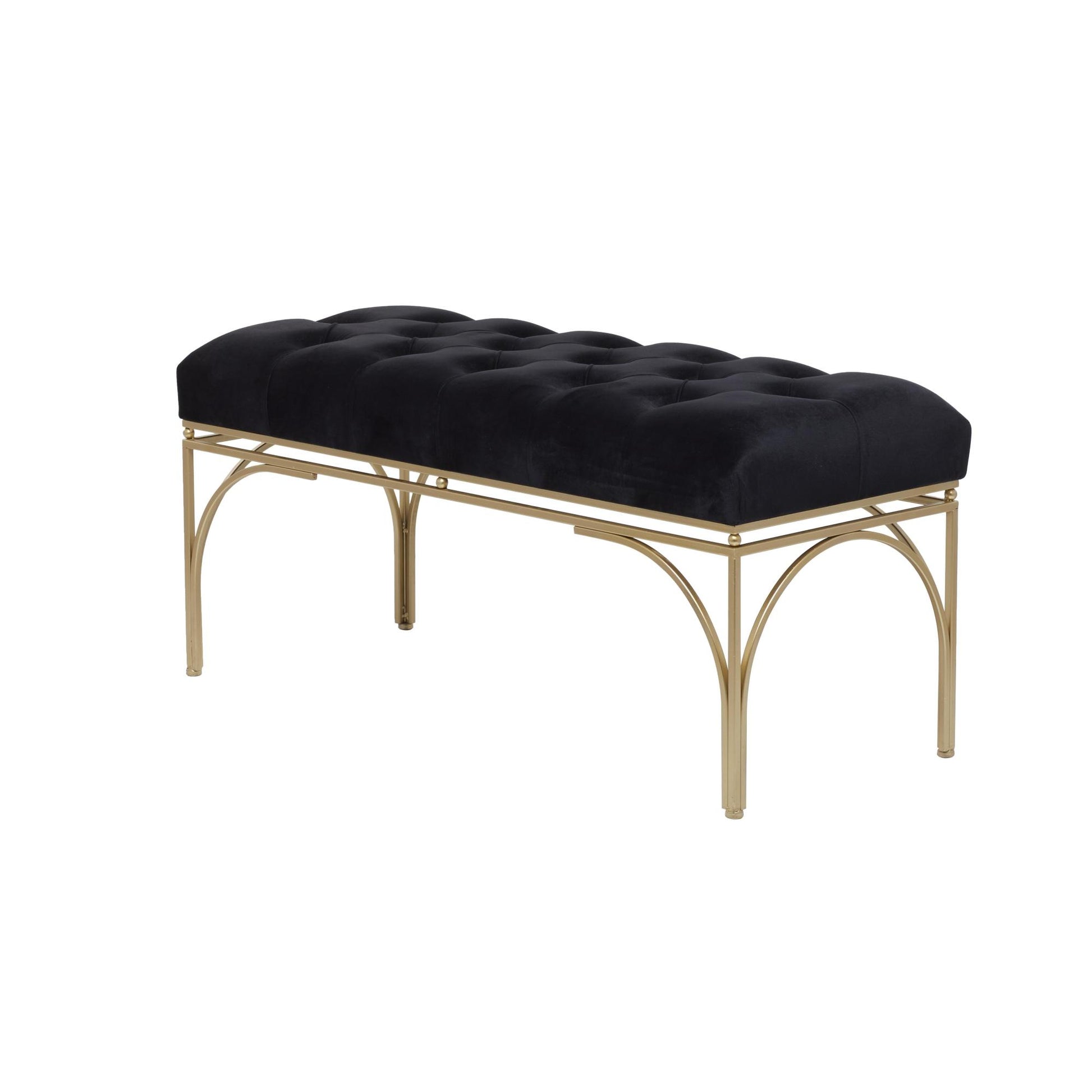 Velvet Home Bench with Gold Legs