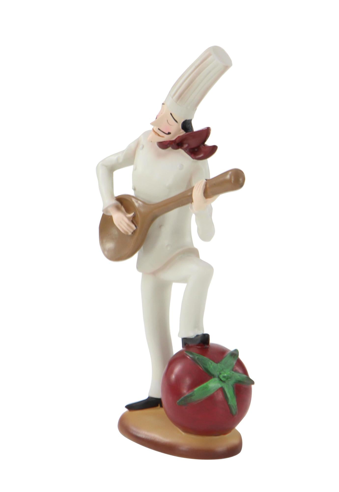 Set of 3 Chef White Polystone Decorative Sculpture with Musical Instruments