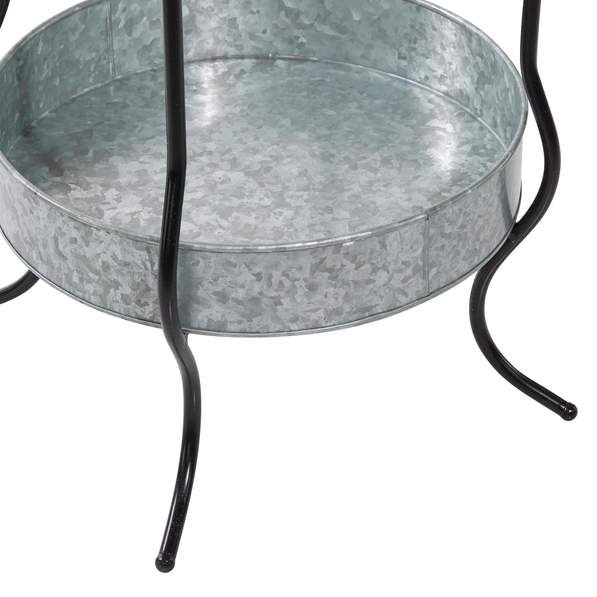 Gray Metal 6 Bottle Decorative Ice Bucket with Lower Shelf