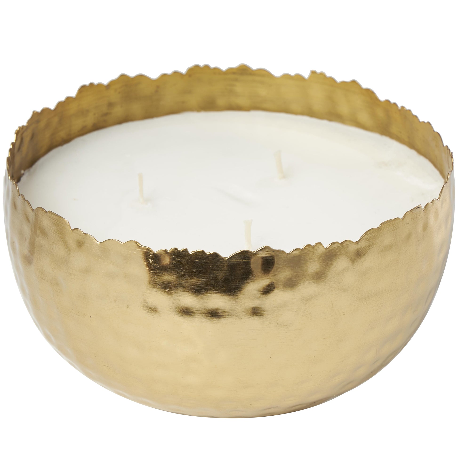 Metal Egyptian Mint Scented Hammered 30 oz 3 Wick Decorative Candle with White Wax 7" x 7" x 4"