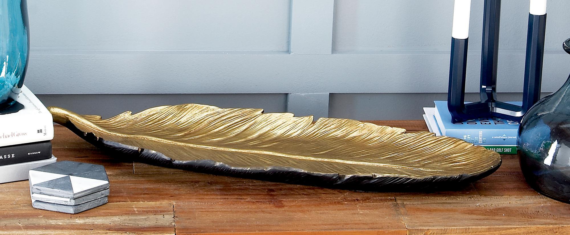 Bird Polystone Feather Large Decorative Bowl