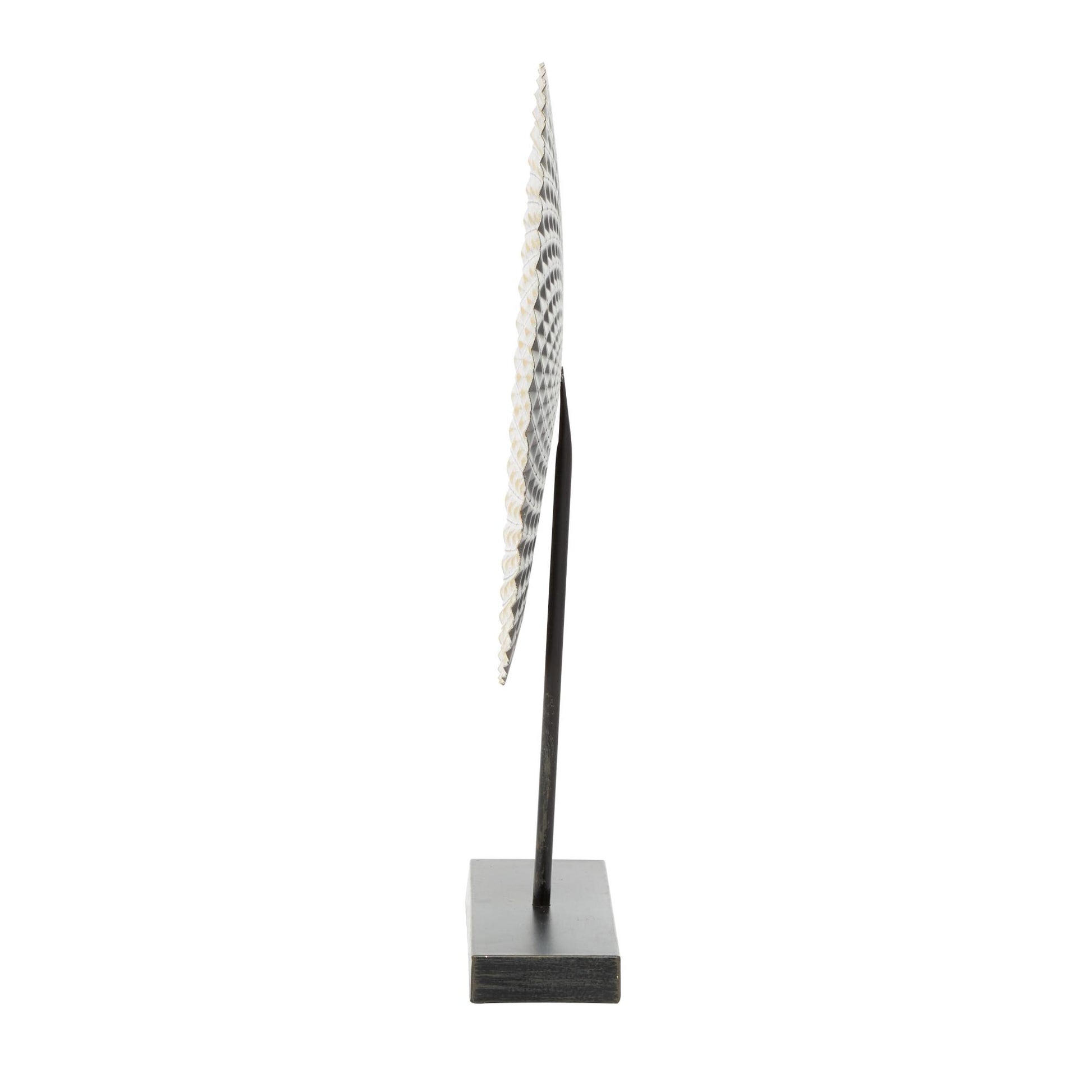 Geometric Gray Metal Decorative Sculpture with Black Base