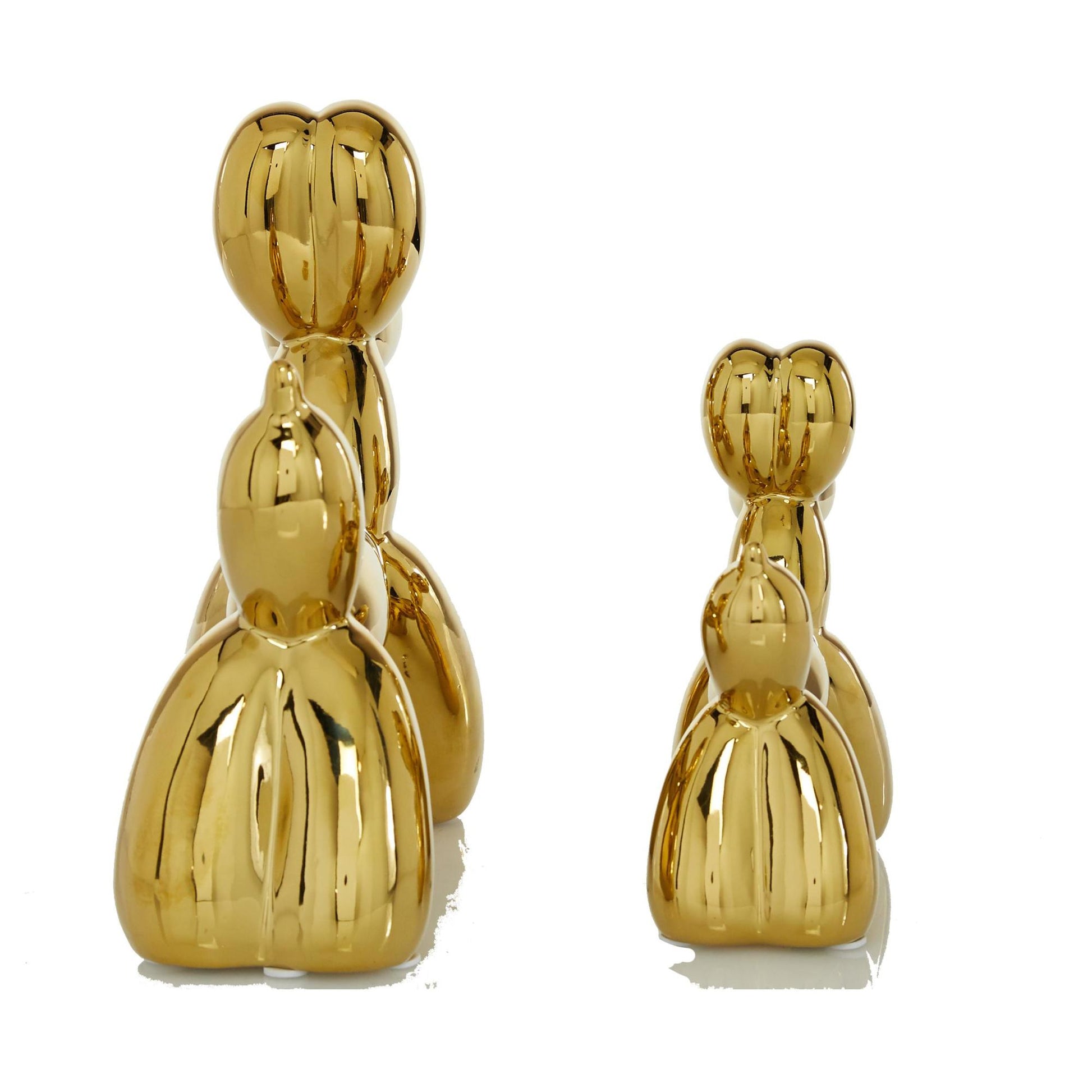 Set of 2 Dog Porcelain Ceramic Balloon Decorative Sculpture