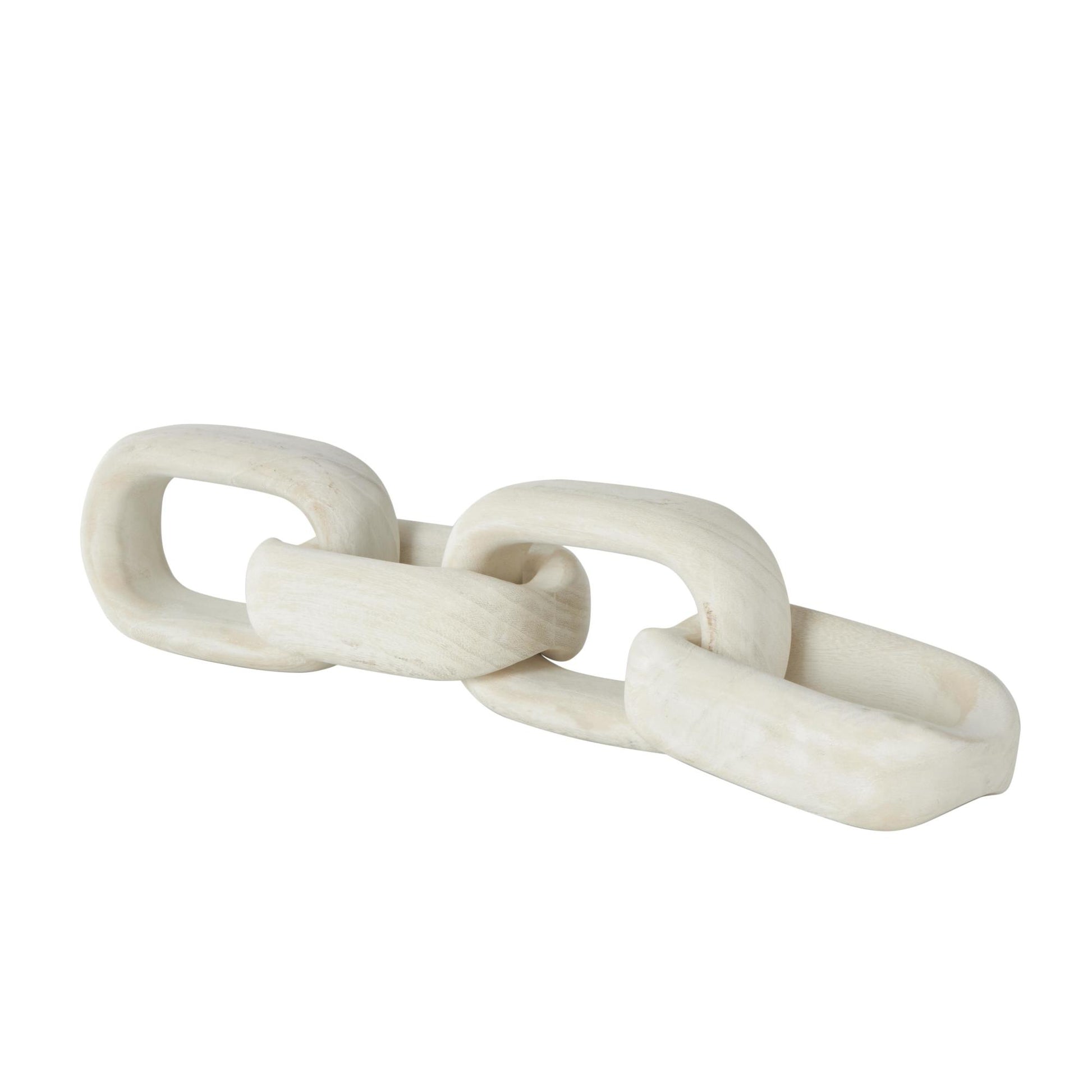 Chain Cream Wood 4 Link Decorative Sculpture with Natural Wood Grains