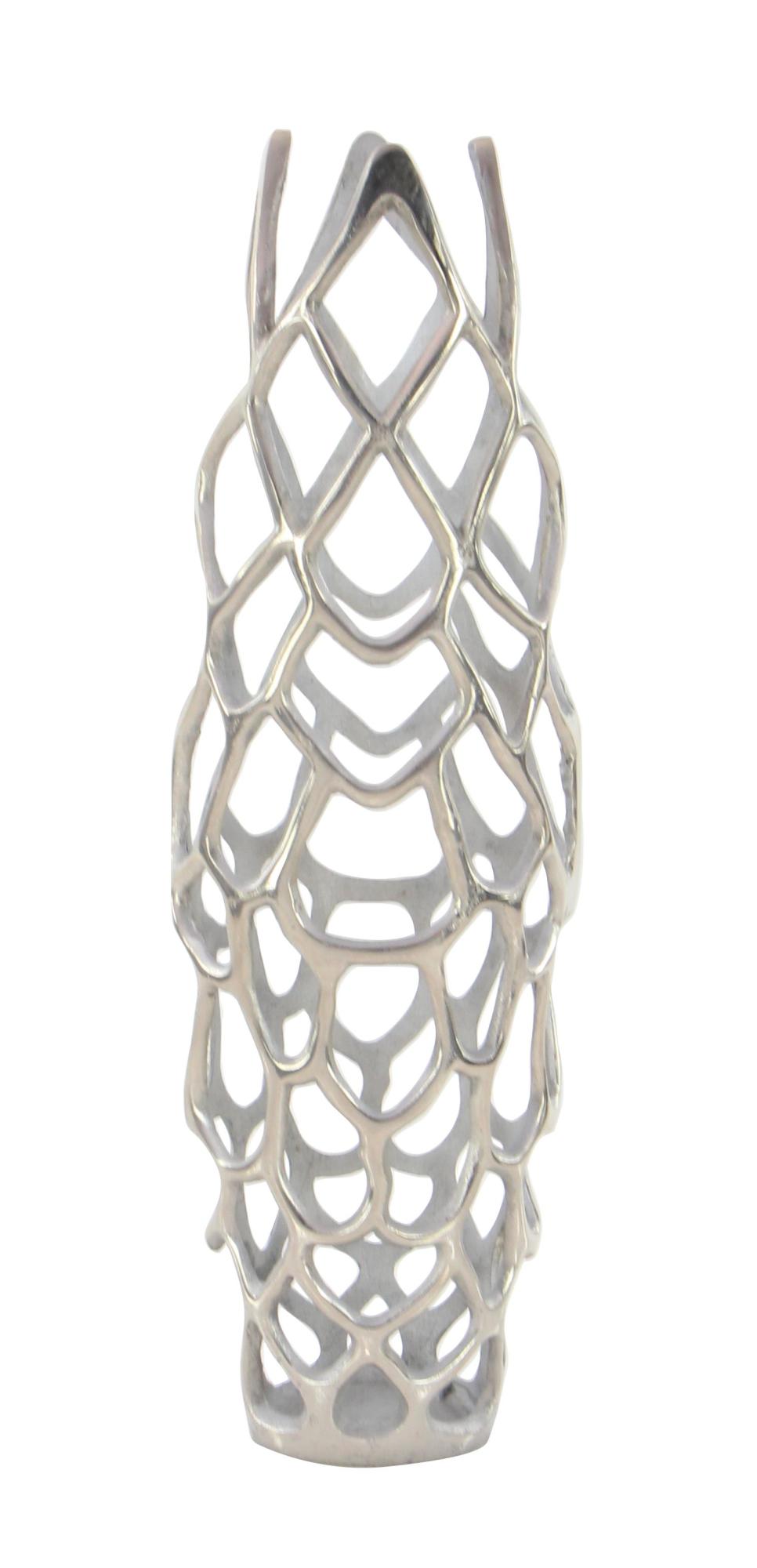 Aluminum Metal Cutout Coral Decorative Vase 8" x 8" x 27"