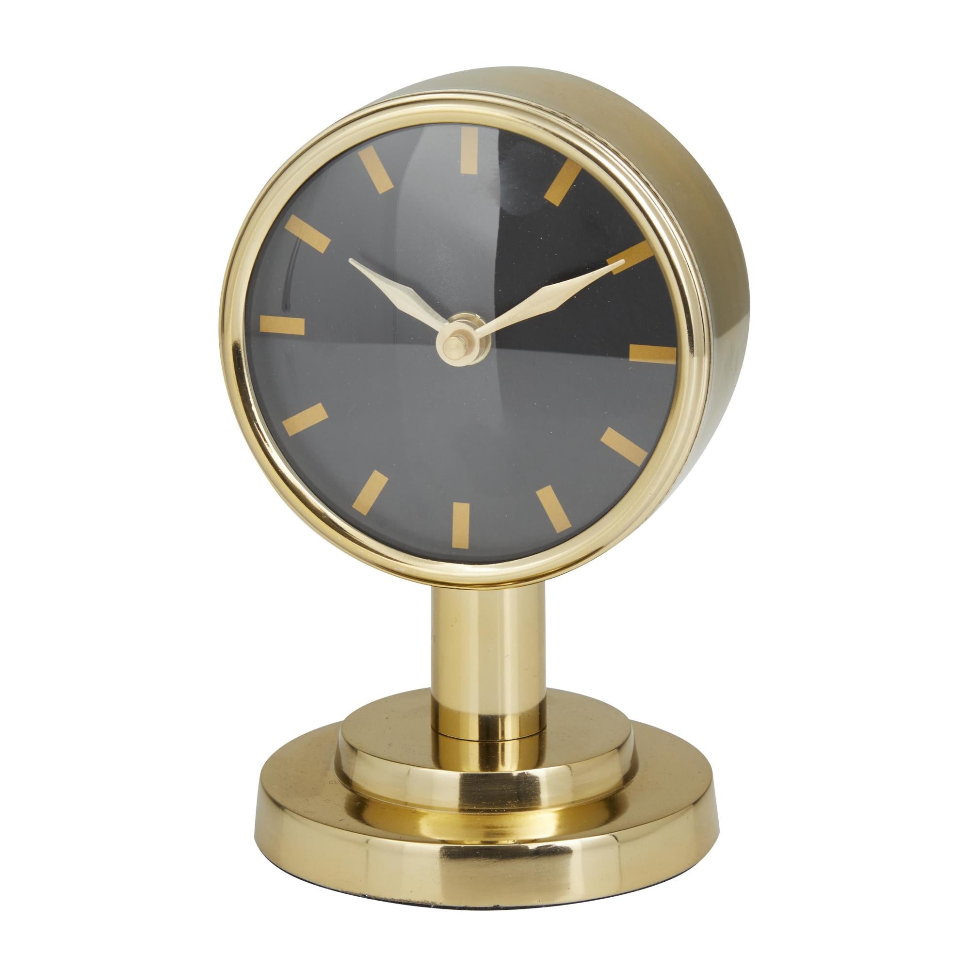 Gold Stainless Steel Metal Small Decorative Clock with Numberless Black Clockface