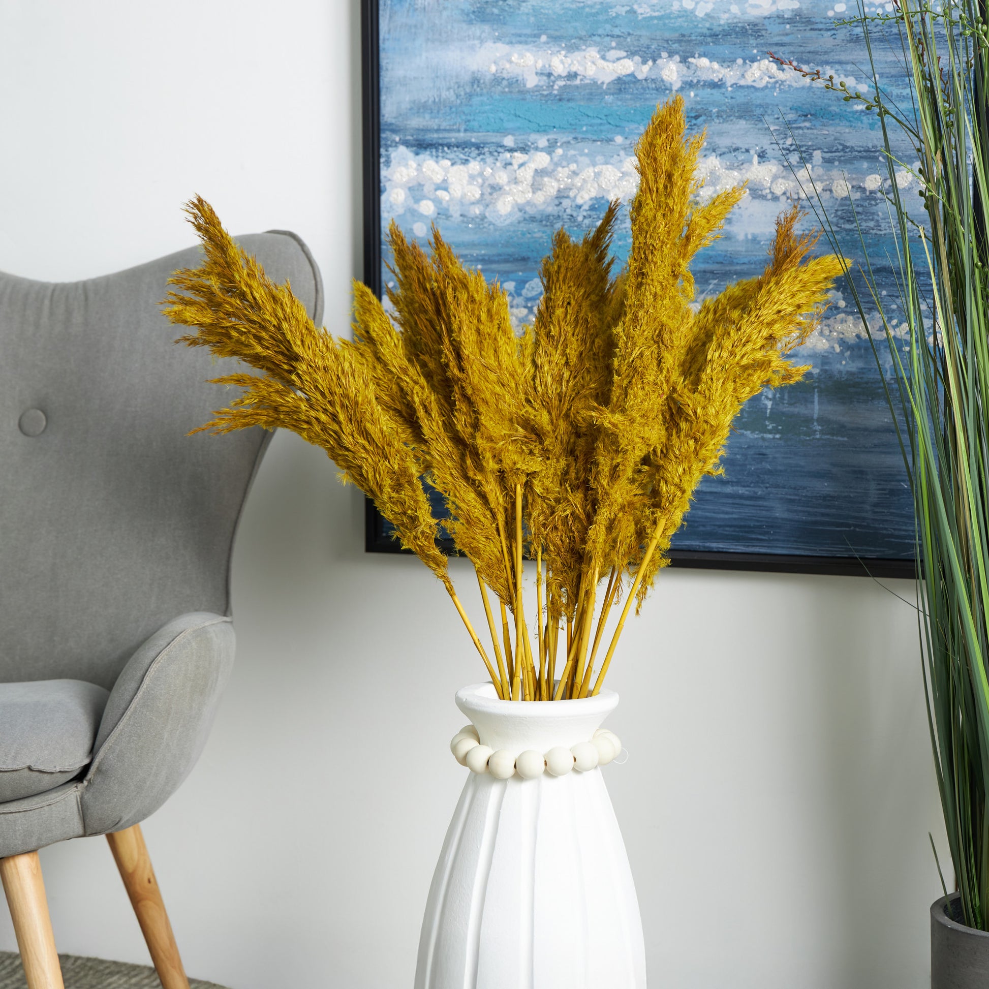 Pampas Dried Plant Grass Home Decor Natural Foliage with Long Stems