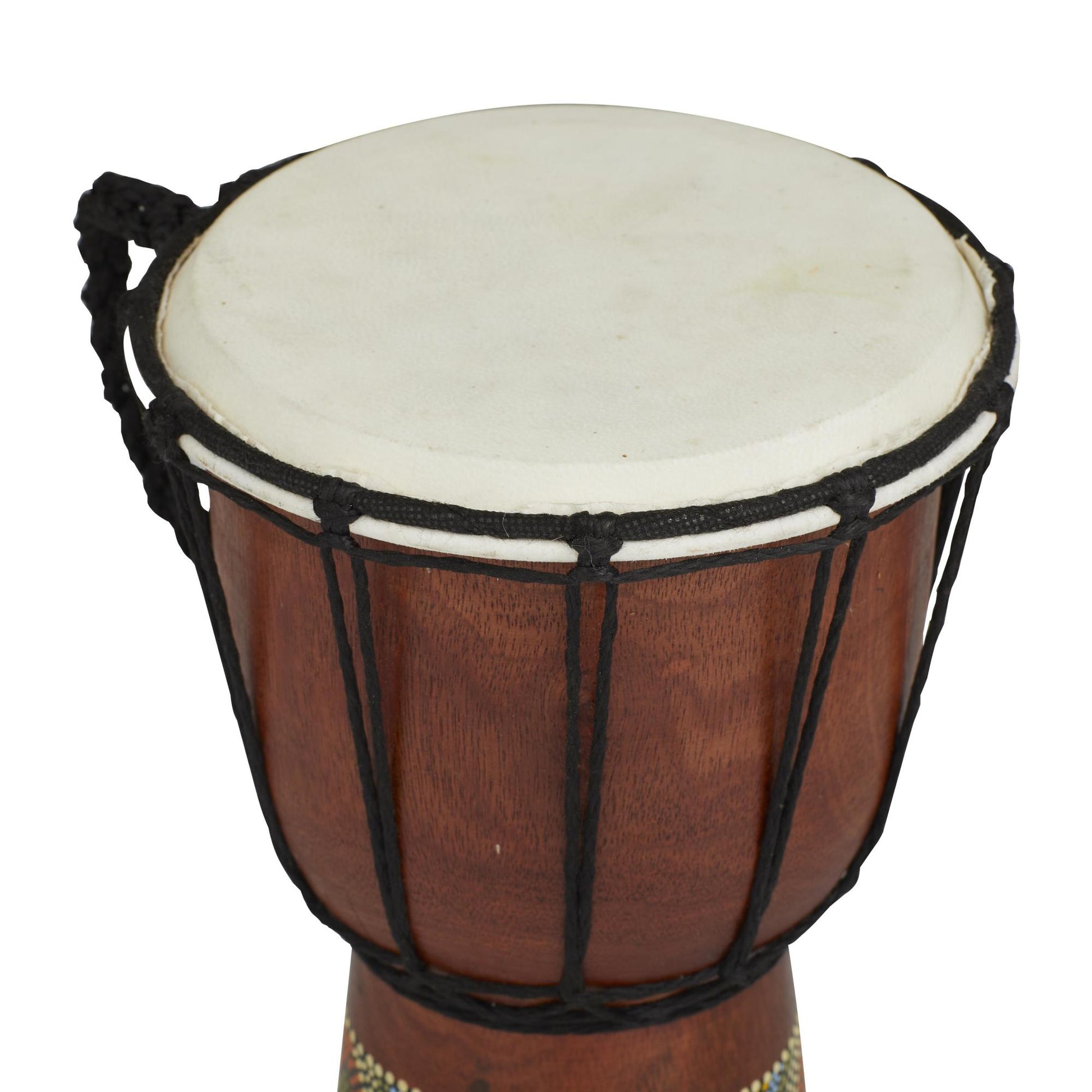 Drum Brown Wood Handmade Djembe Decorative Sculpture with Rope Accents