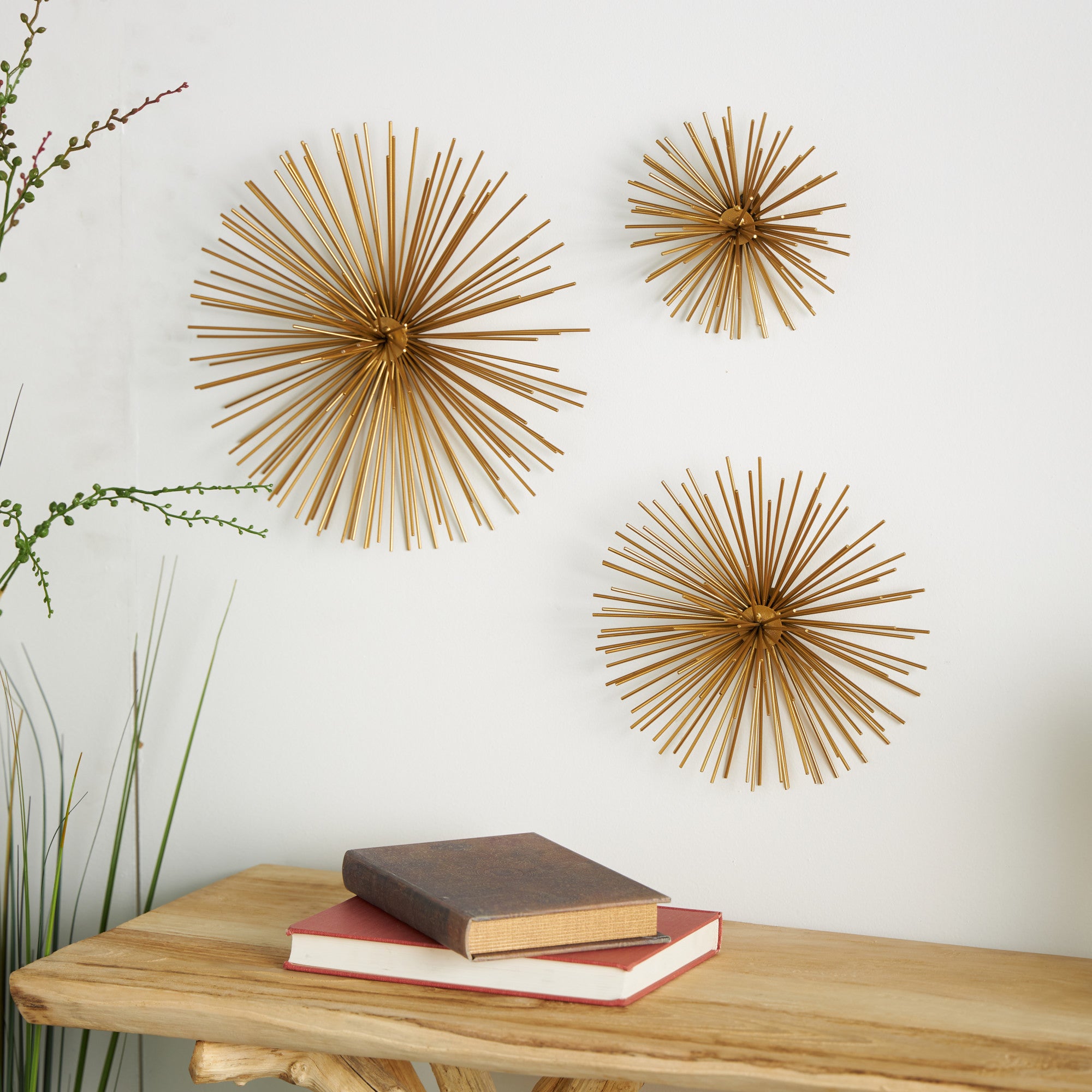 Set of 3 Starburst Metal 3D Short Spike Home Wall Decor