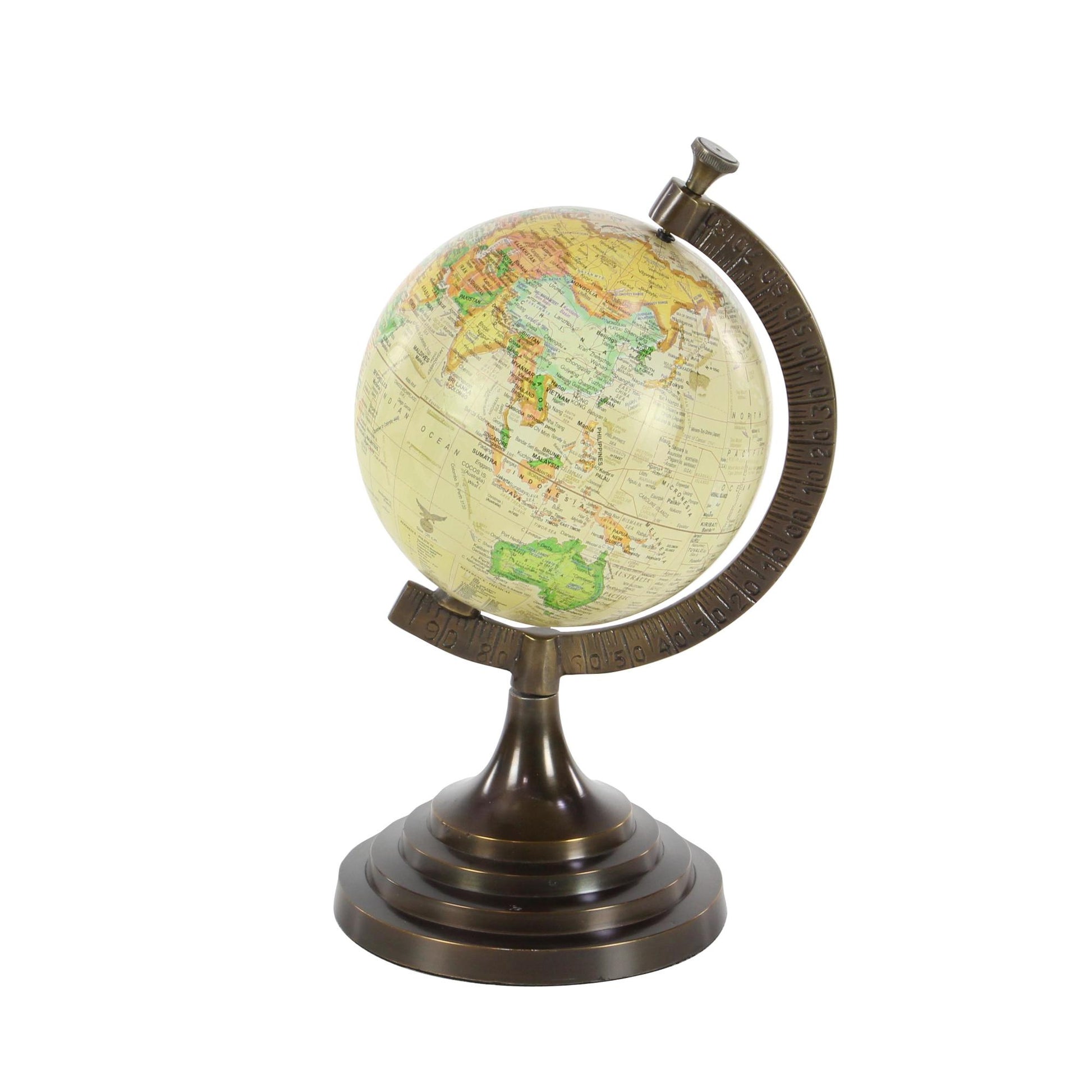 World Map Copper Aluminum Metal Educational/Geographic Earth Globe