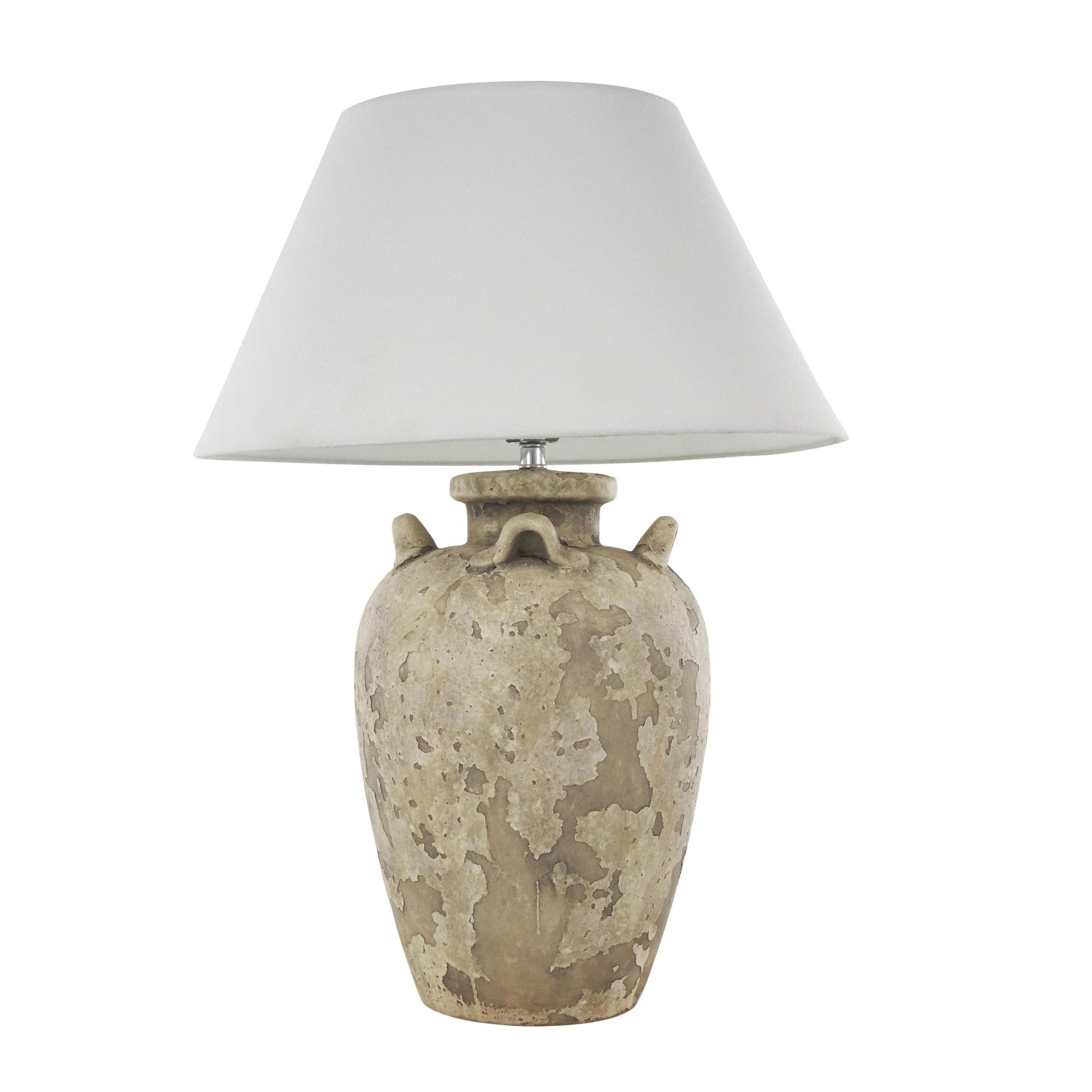 Ceramic Tall Antique Style Pot Vase Room Table Lamp with Cream Linen Shade 20" x 20" x 28"
