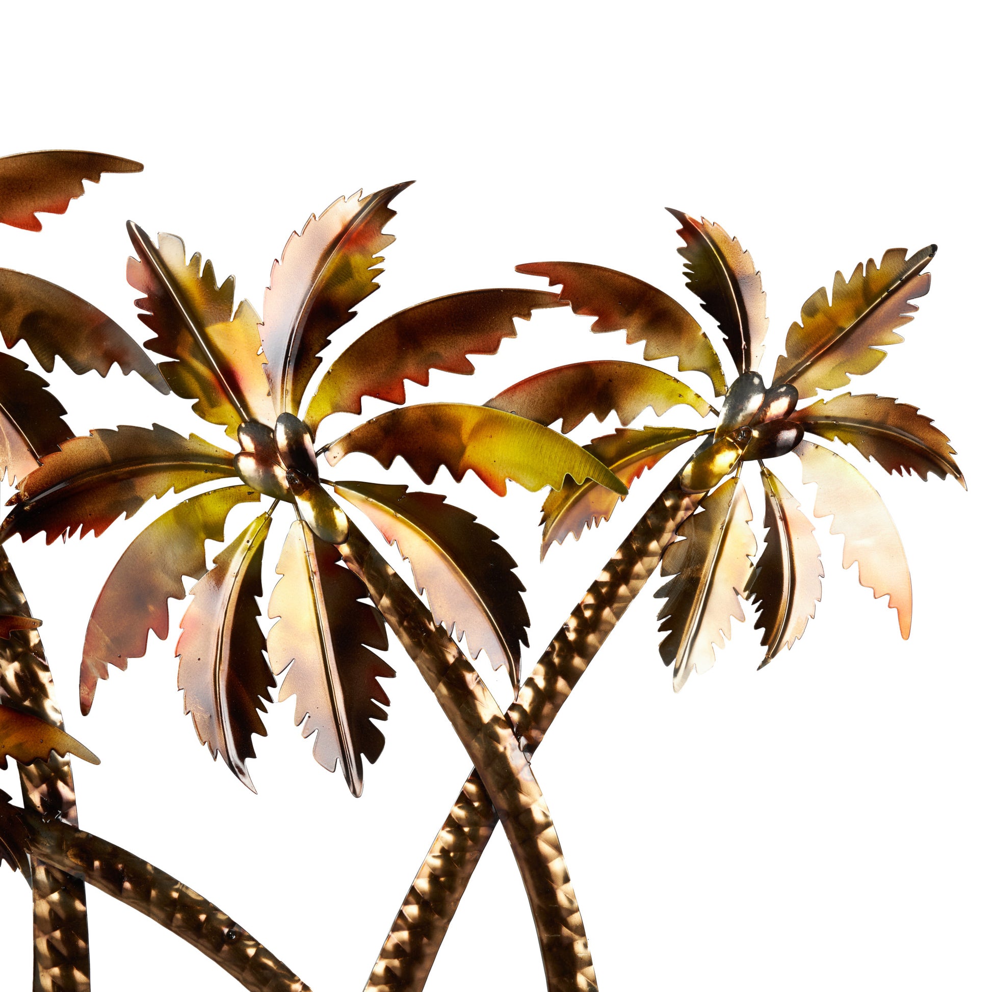 Tree Copper Stainless Steel Metal Slanted Home Wall Decor with Red and Yellow Accents