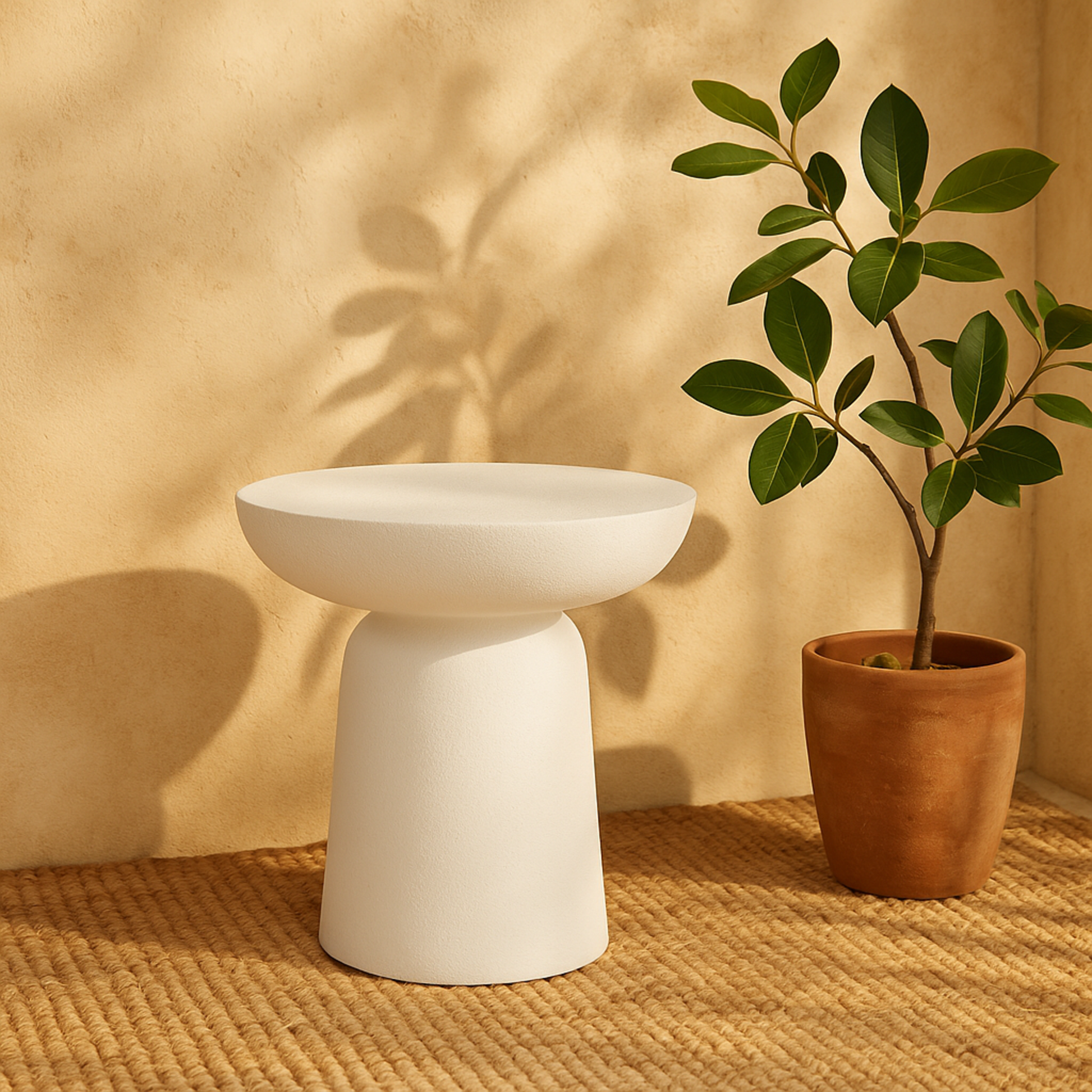 Magnesium Oxide End Table Outdoor Accent Table with Wide Top