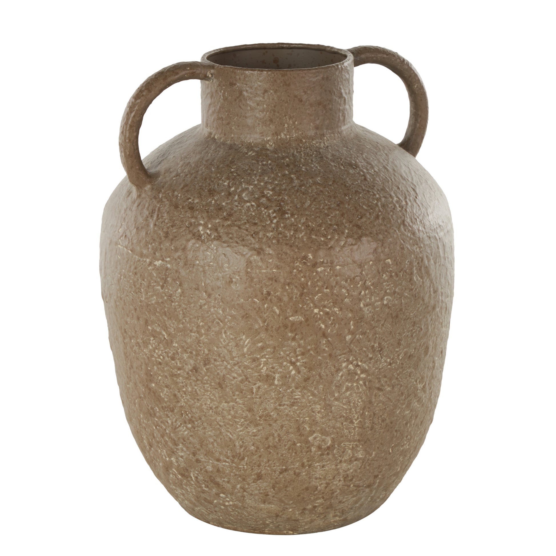 Brown Metal Antique Inspired Decorative Vase with Handles