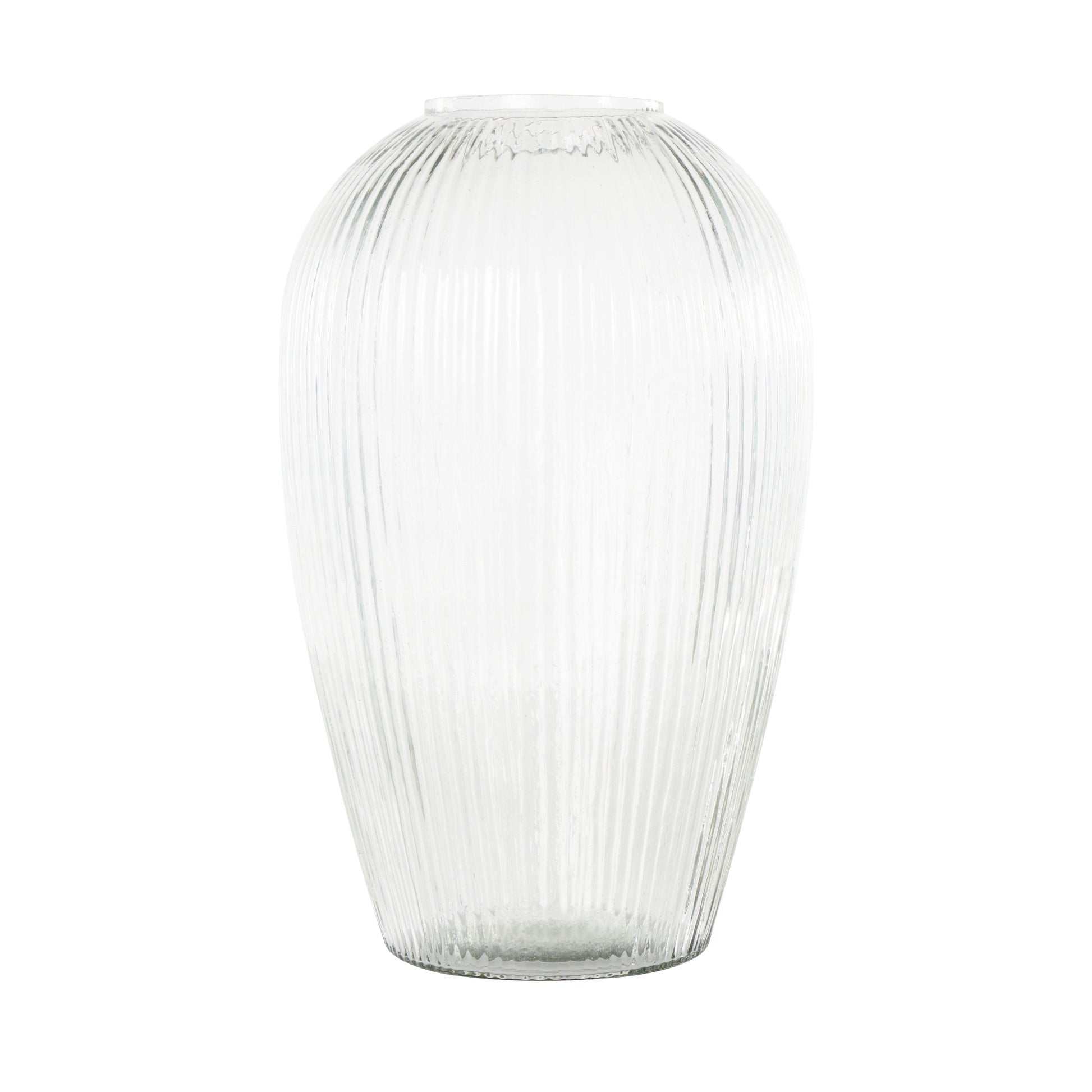 Clear Glass Ribbed Decorative Vase
