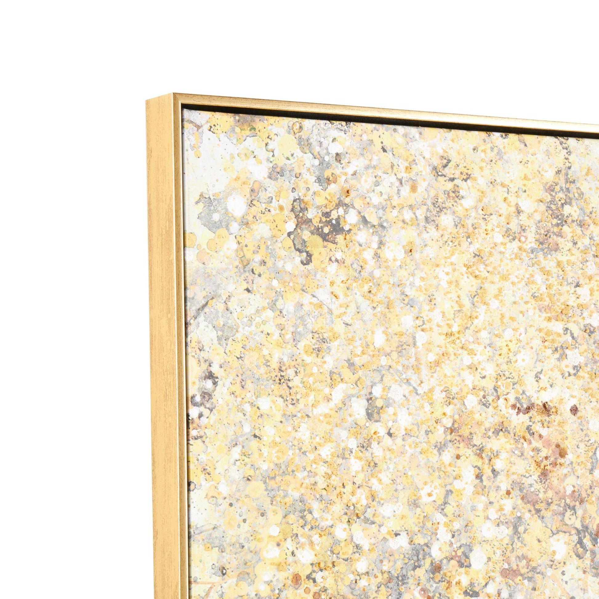 Landscape Gold Canvas Paint Splatter Forest Living Room Framed Wall Art
