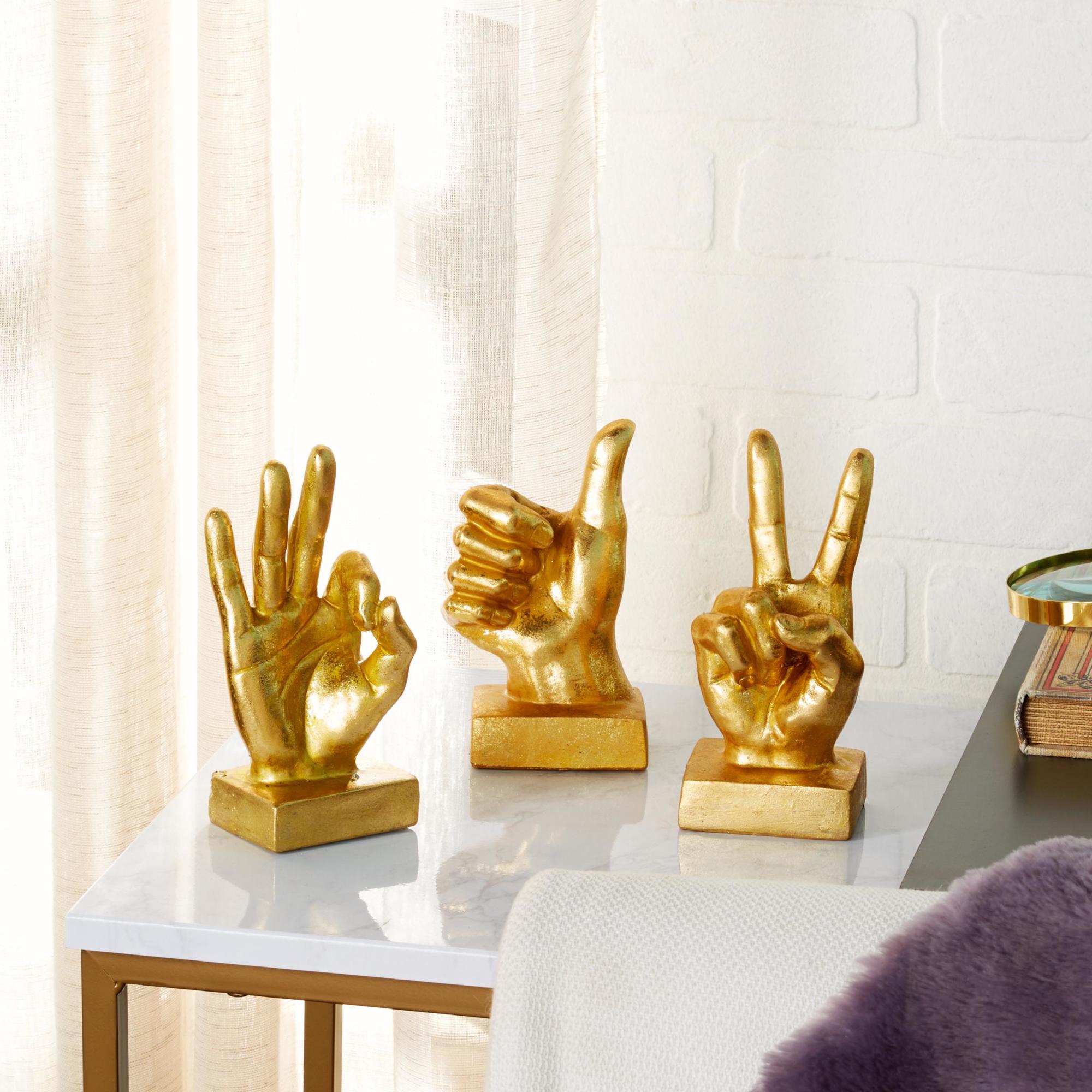 CosmoLiving by Cosmopolitan Set of 3 Hands Polystone Decorative Sculpture