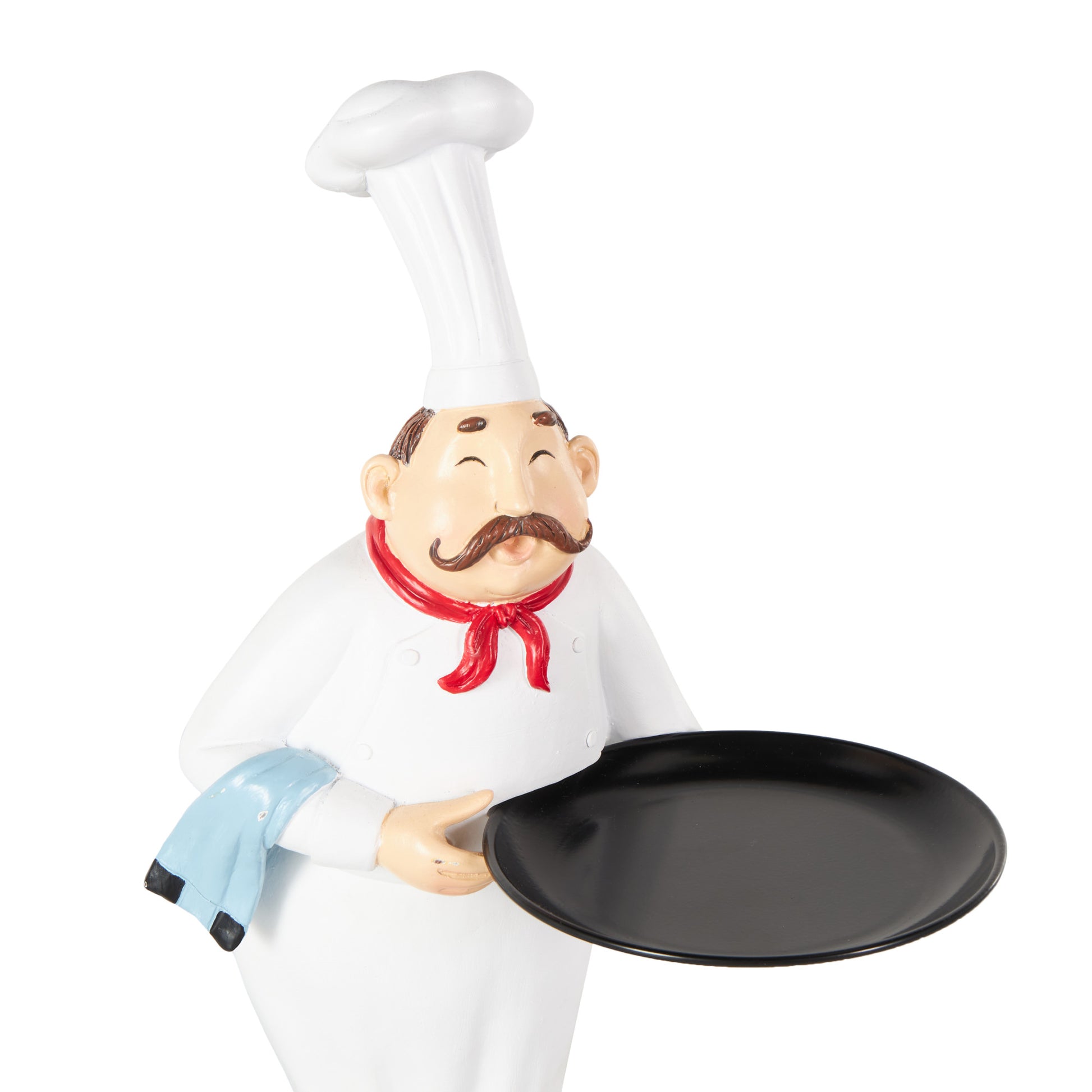Chef White Polystone Kitchen Decorative Figurine Decorative Sculpture with Black Tray