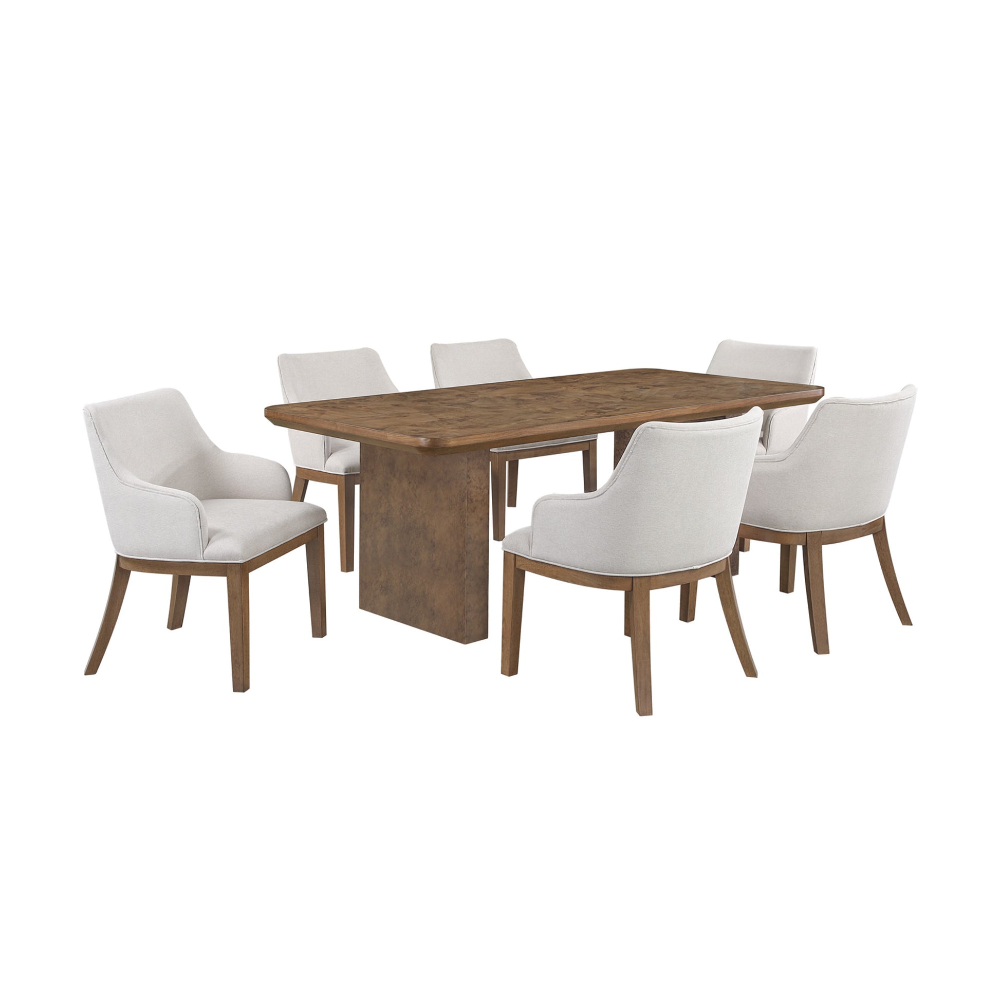 Brown Wooden Kitchen Dining Table with Block Style Legs