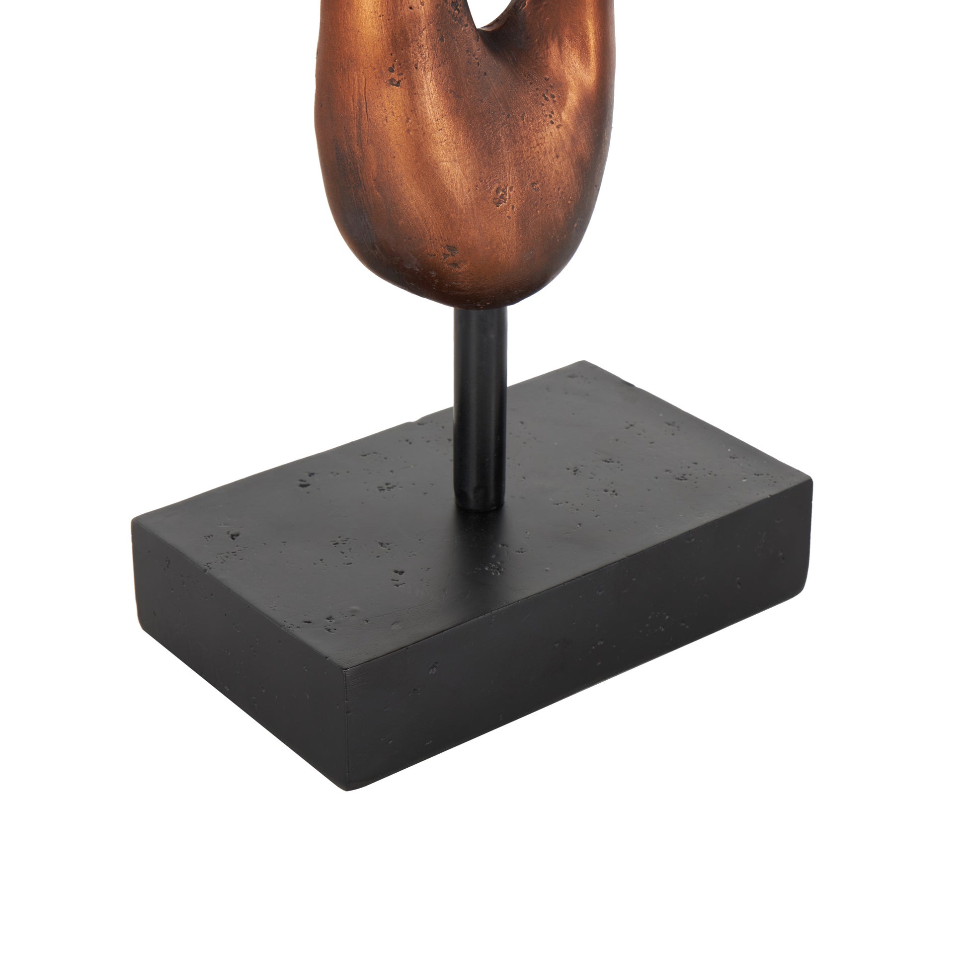Abstract Bronze Polystone Abstract Decorative Sculpture with Rectangle Black Base