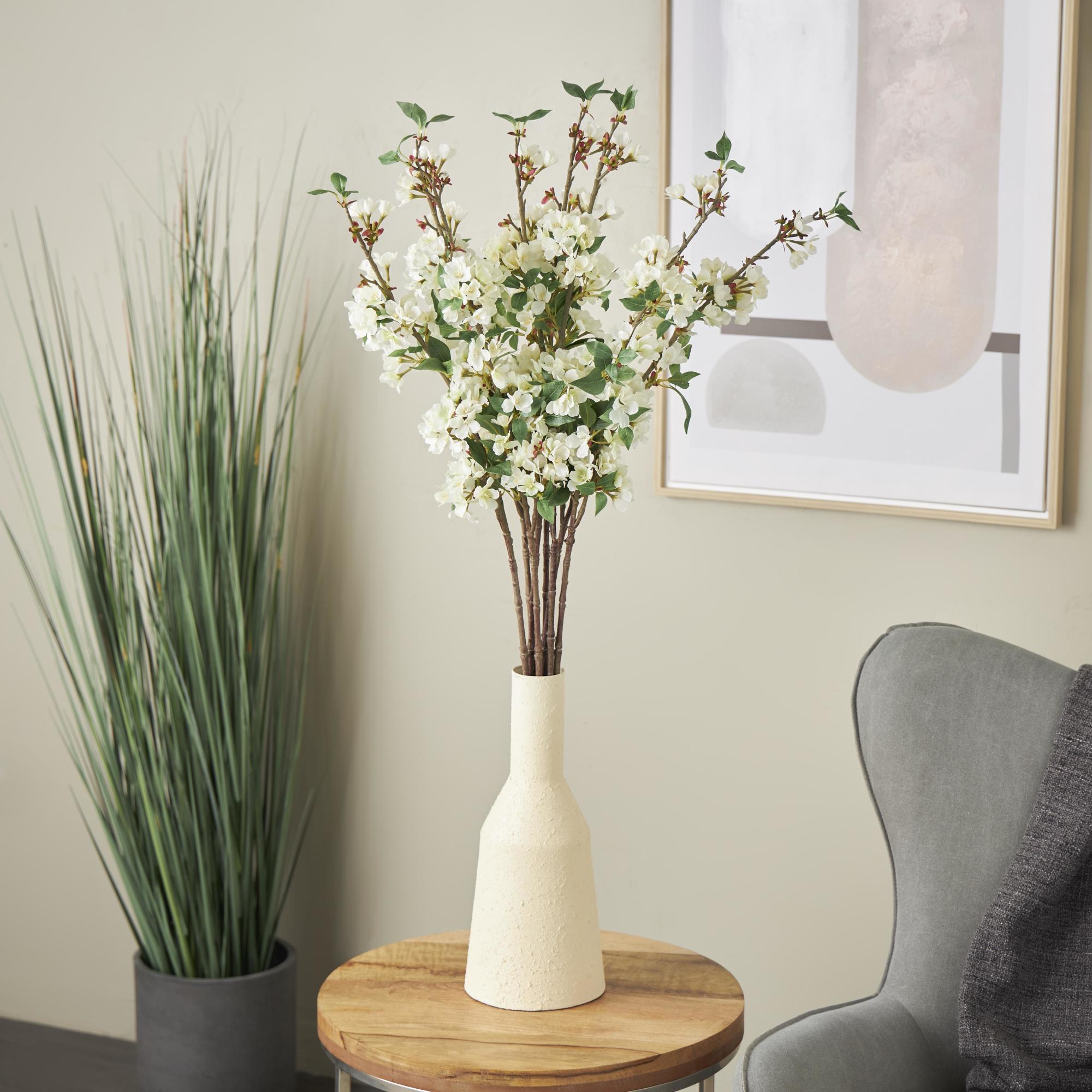 Set of 8 Begonia White Faux Foliage Tall Indoor Outdoor Artificial Flower Stem