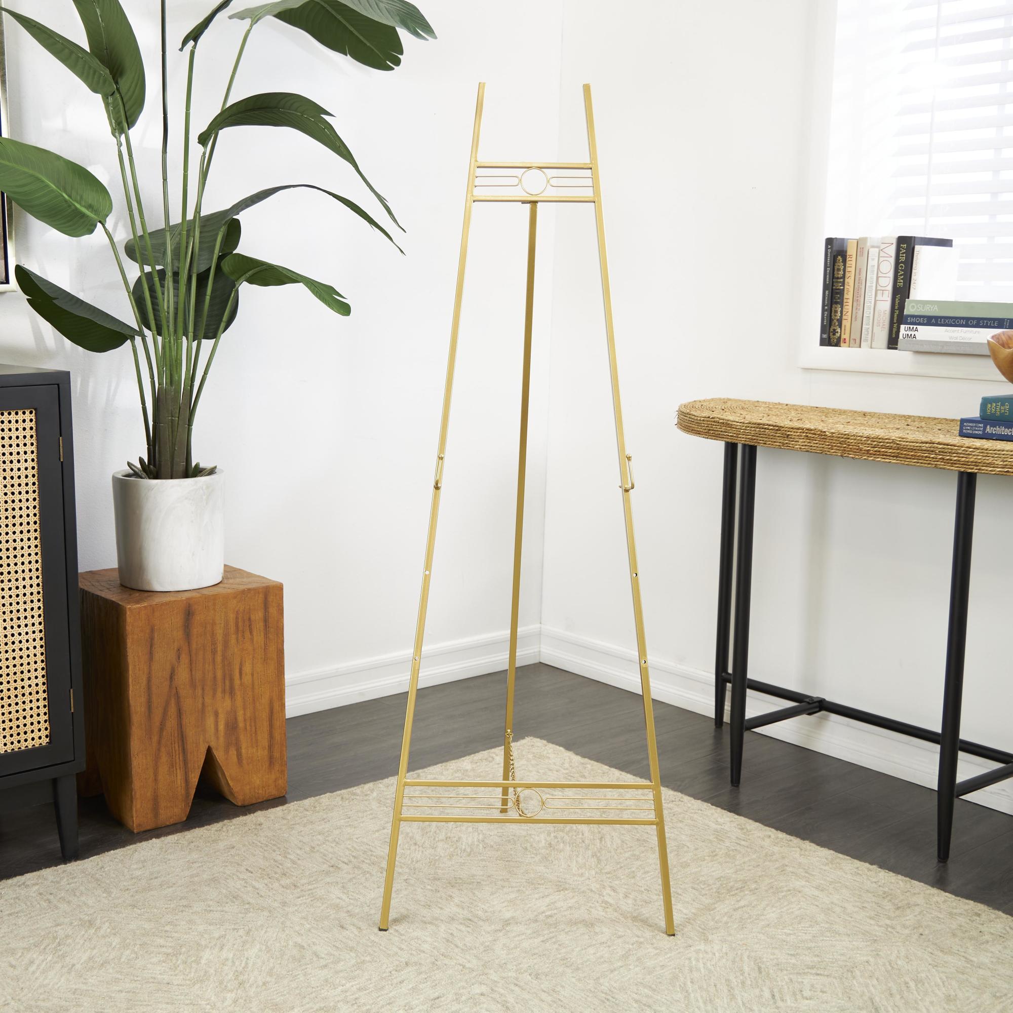 Geometric Metal Tall Adjustable 3 Tier Display Easel with Chain Support 20" x 18" x 56"