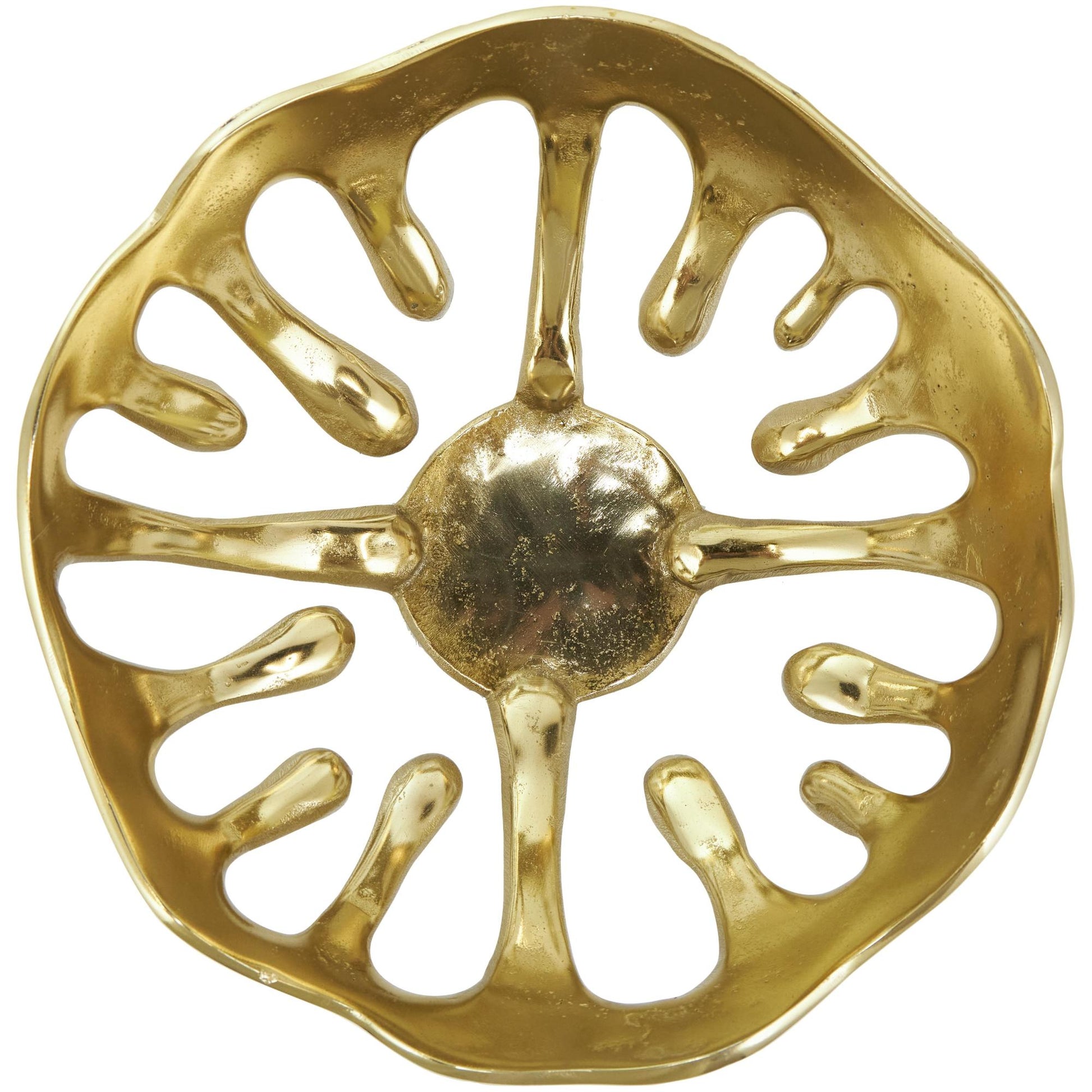Set of 2 Abstract Aluminum Metal Drip Large Decorative Bowl with Melting Designed Body