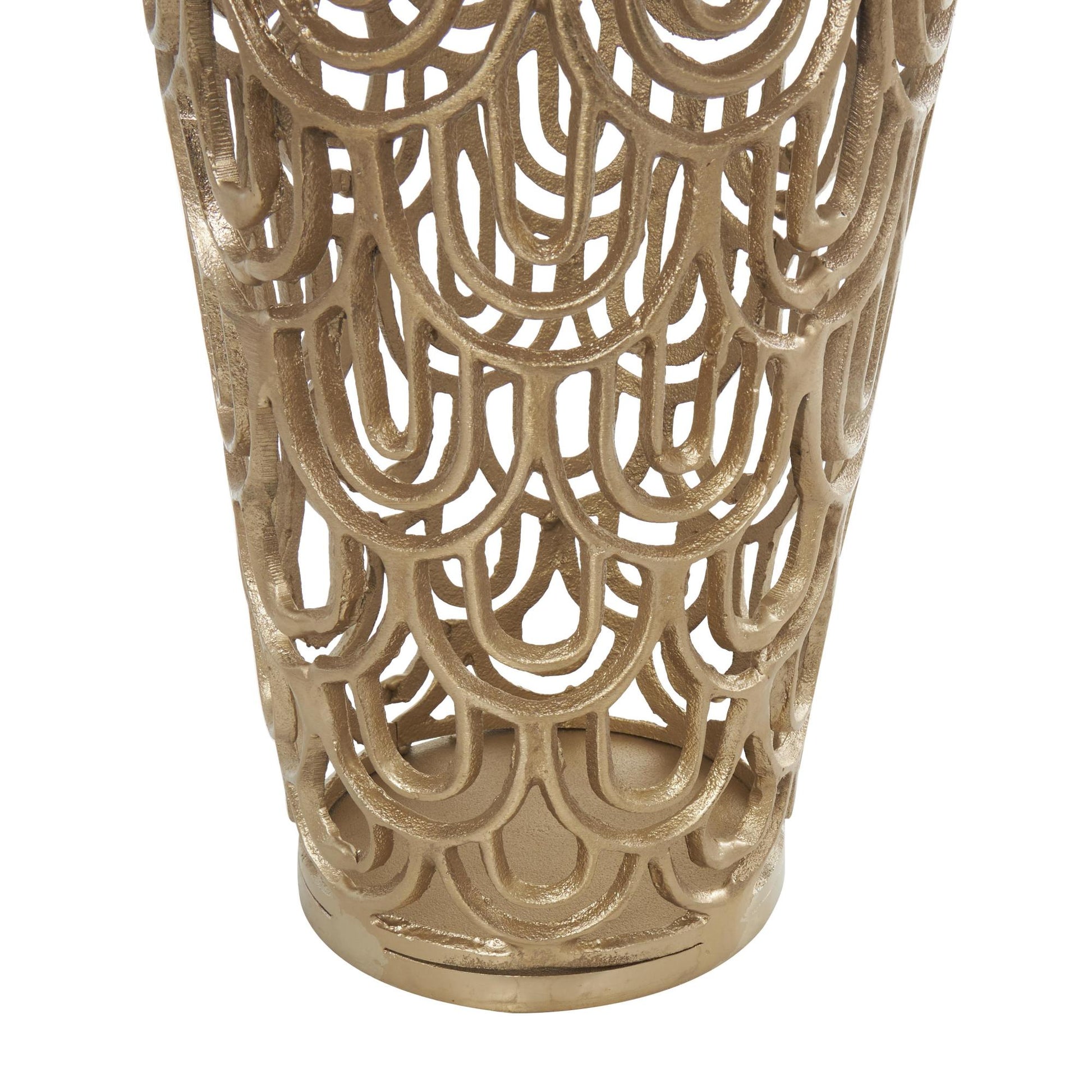 Geometric Aluminum Metal Tall Art Deco Inspired Arched Decorative Vase