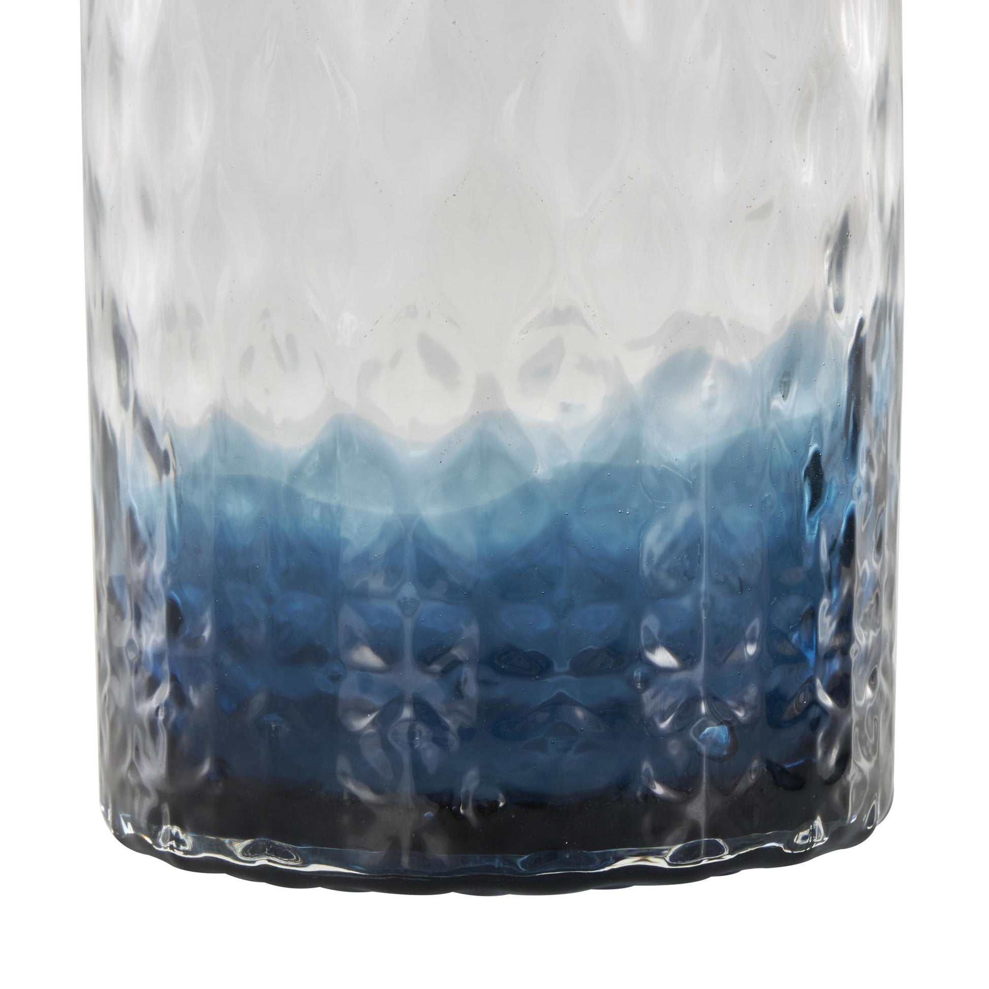 Set of 2 Geometric Dark Blue Glass Faceted Ombre Living Room Decorative Jars with Diamond Knobs