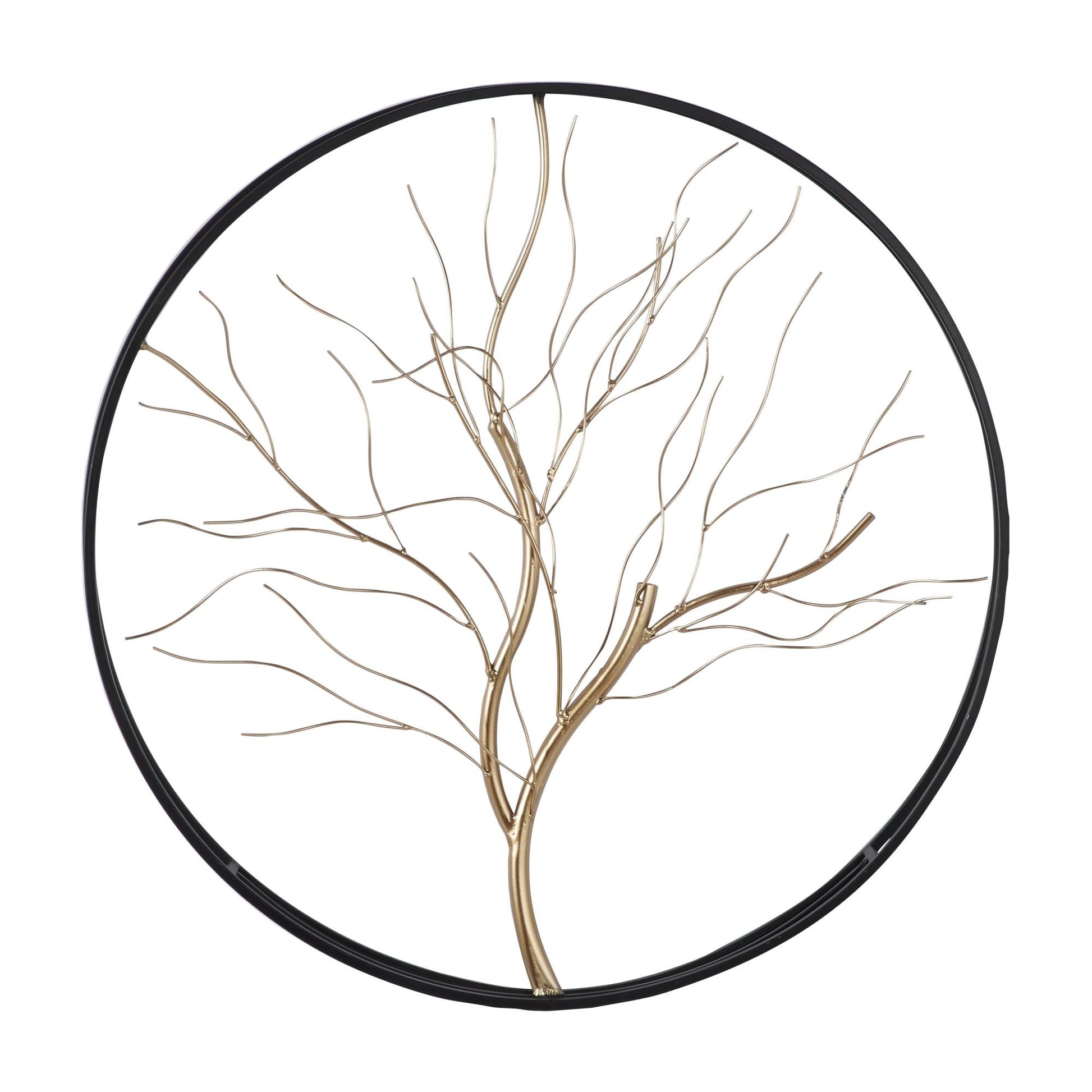 Tree Gold Metal Branch Home Wall Decor with Black Frame