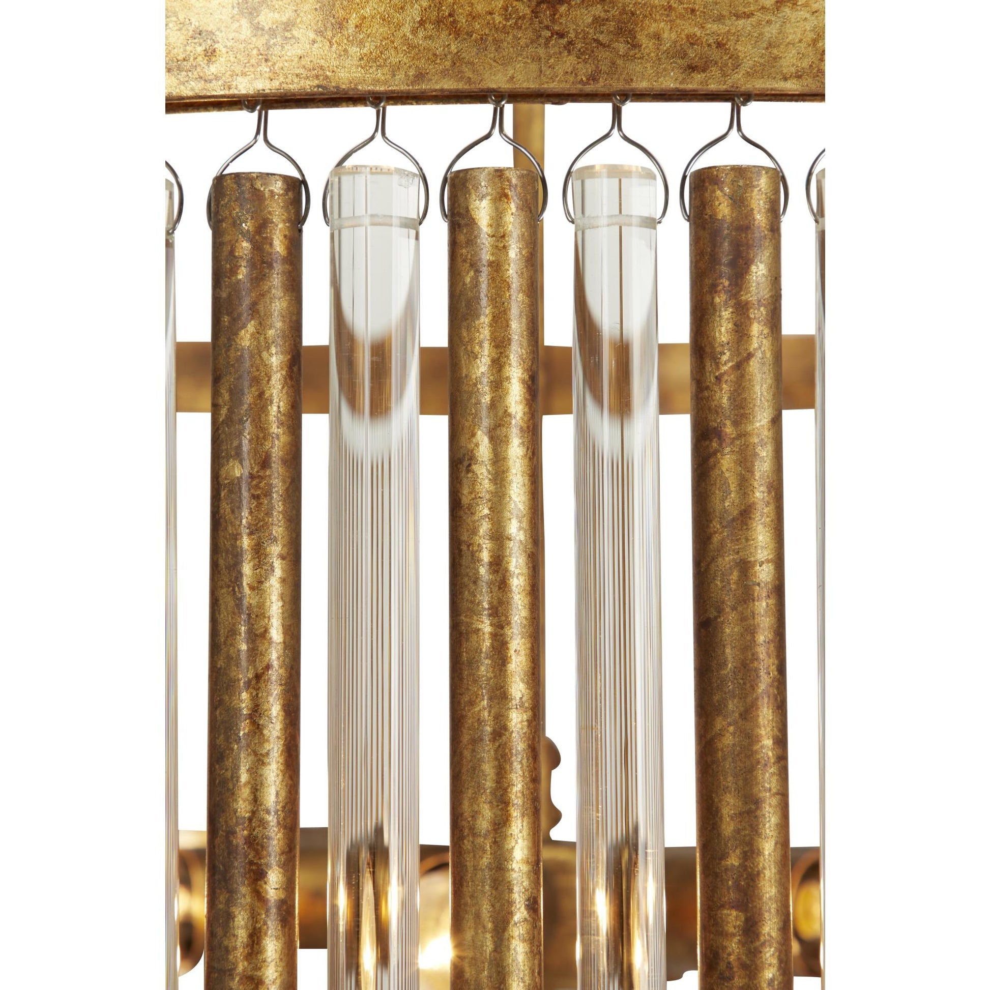 Brass Metal Crystal Rod Embellished 6 Light Room Chandelier with Link Style Chain