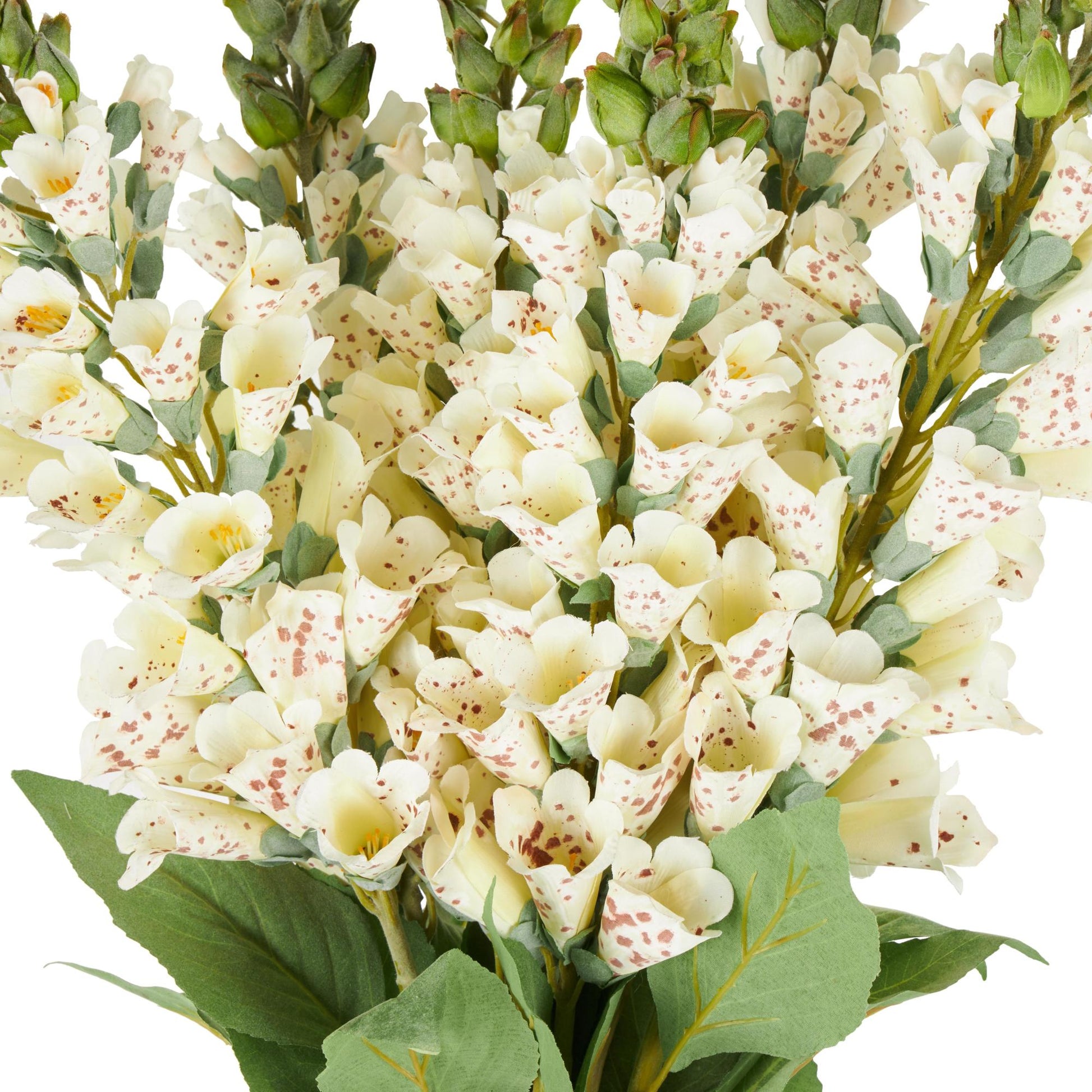 Set of 8 Foxglove White Faux Foliage Tall Indoor Outdoor Artificial Flower Stem
