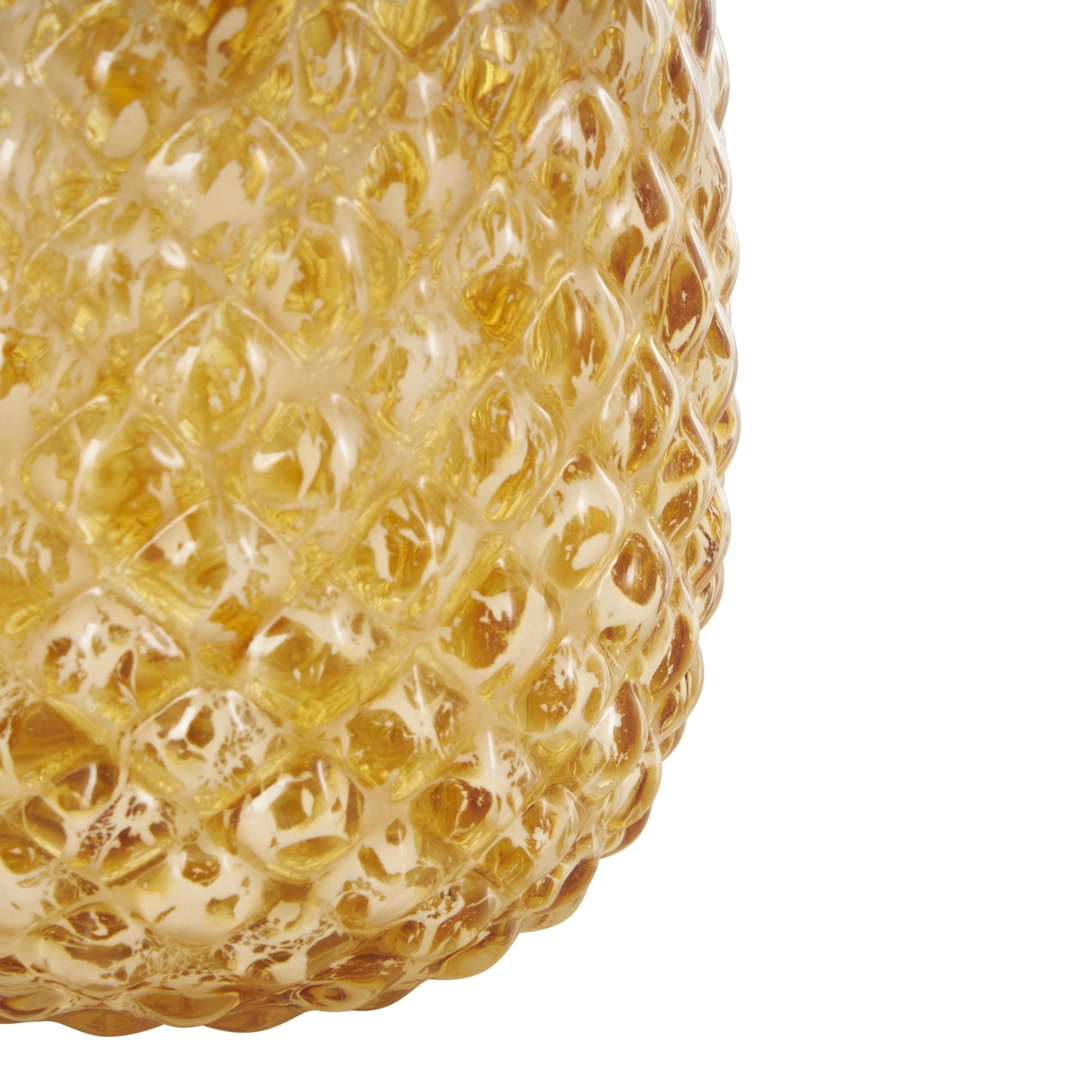 Set of 3 Fruit Orange Glass Faceted Pineapple Decorative Sculpture