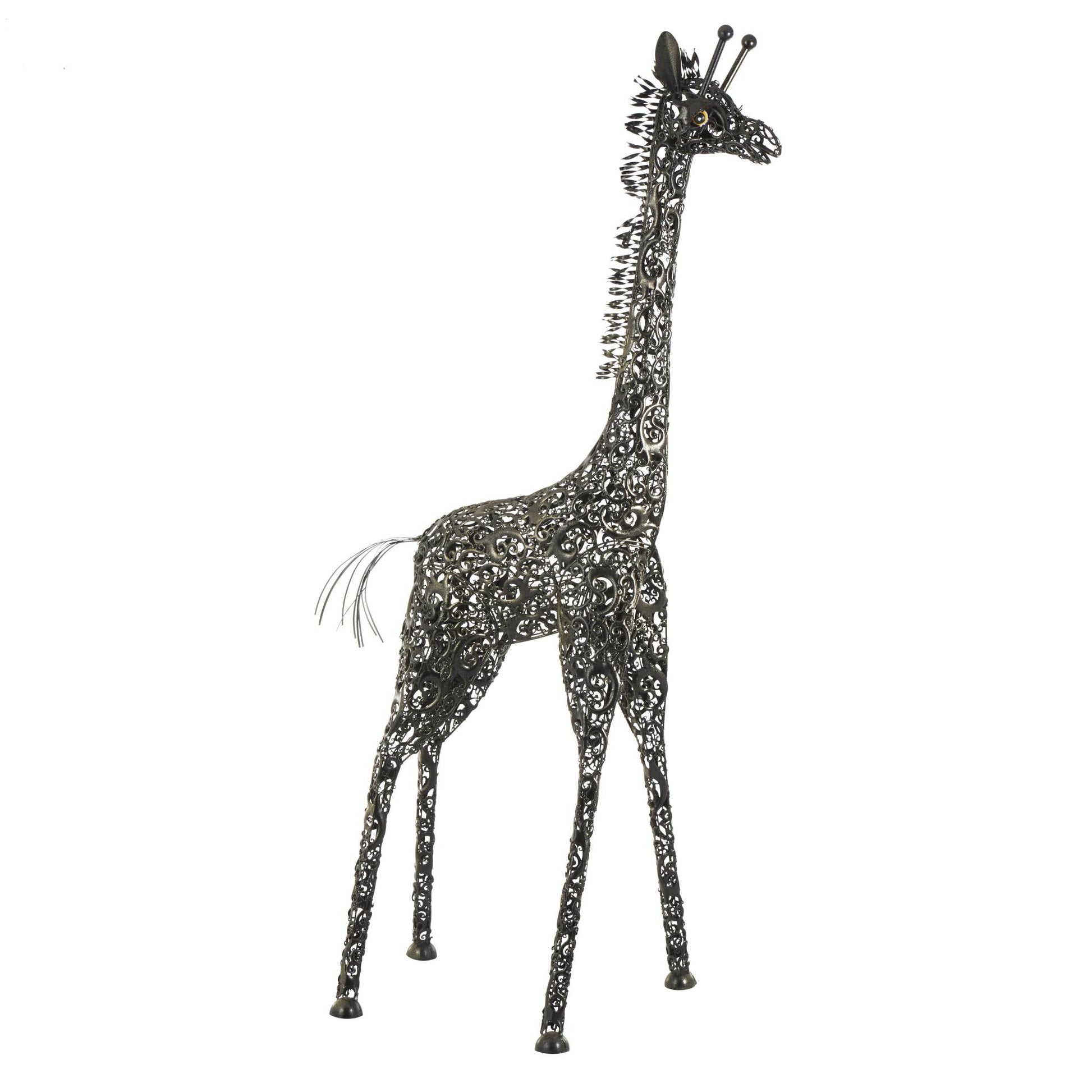 Giraffe Black Metal Indoor Outdoor Tall Decorative Garden Sculpture