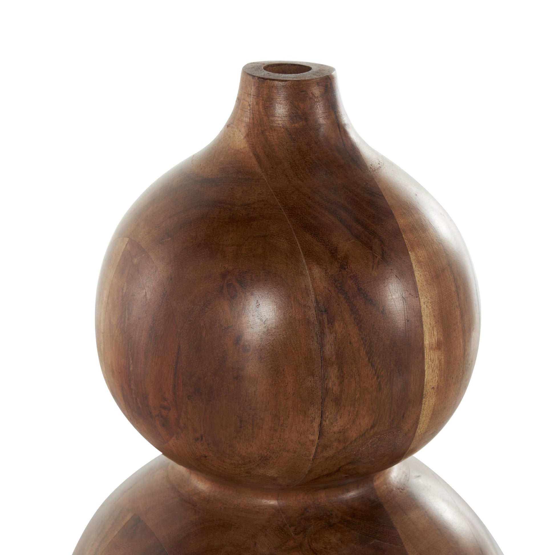 Brown Wood Bubble Decorative Vase with Natural Wood Grains