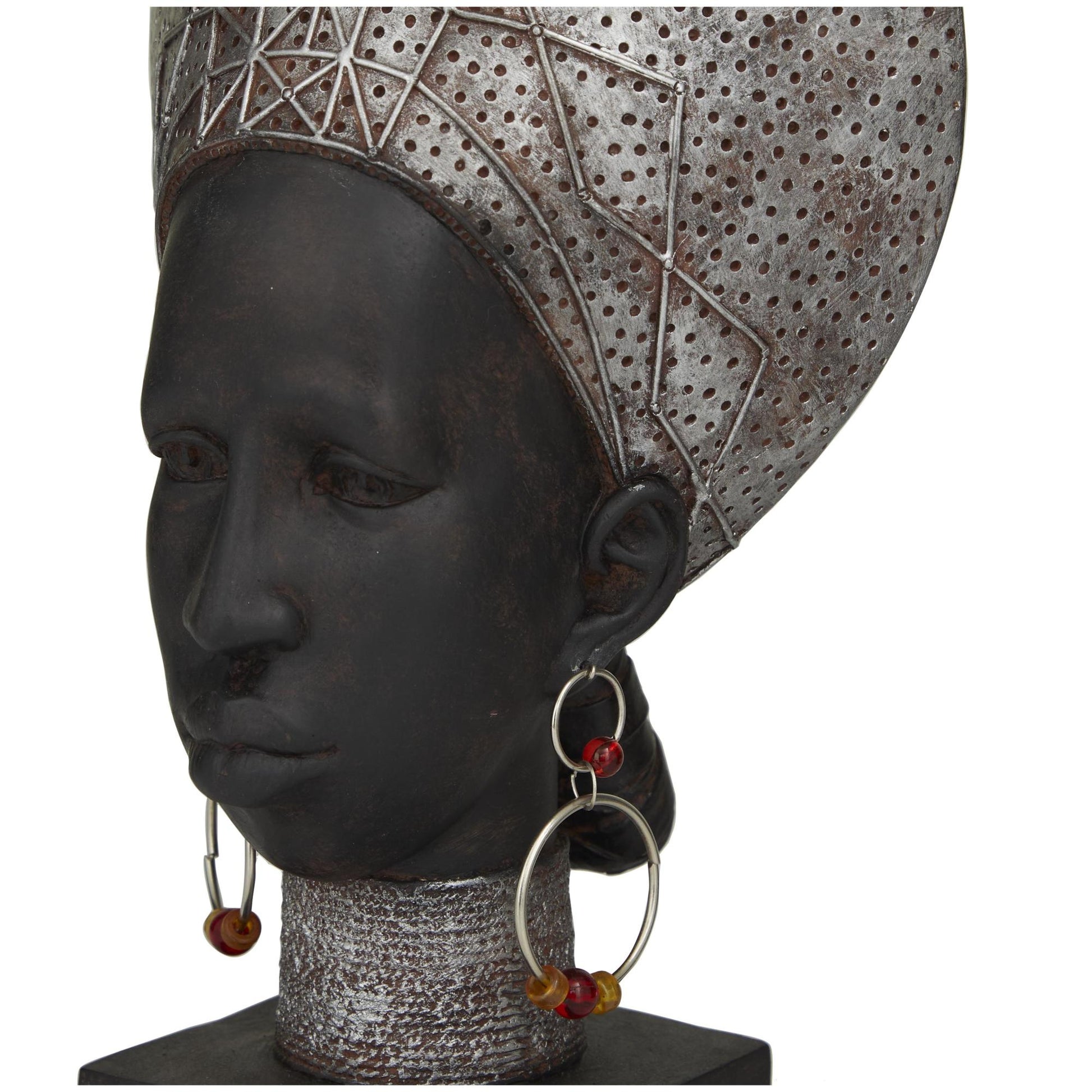 Set of 2 Woman Black Polyresin African Decorative Sculpture