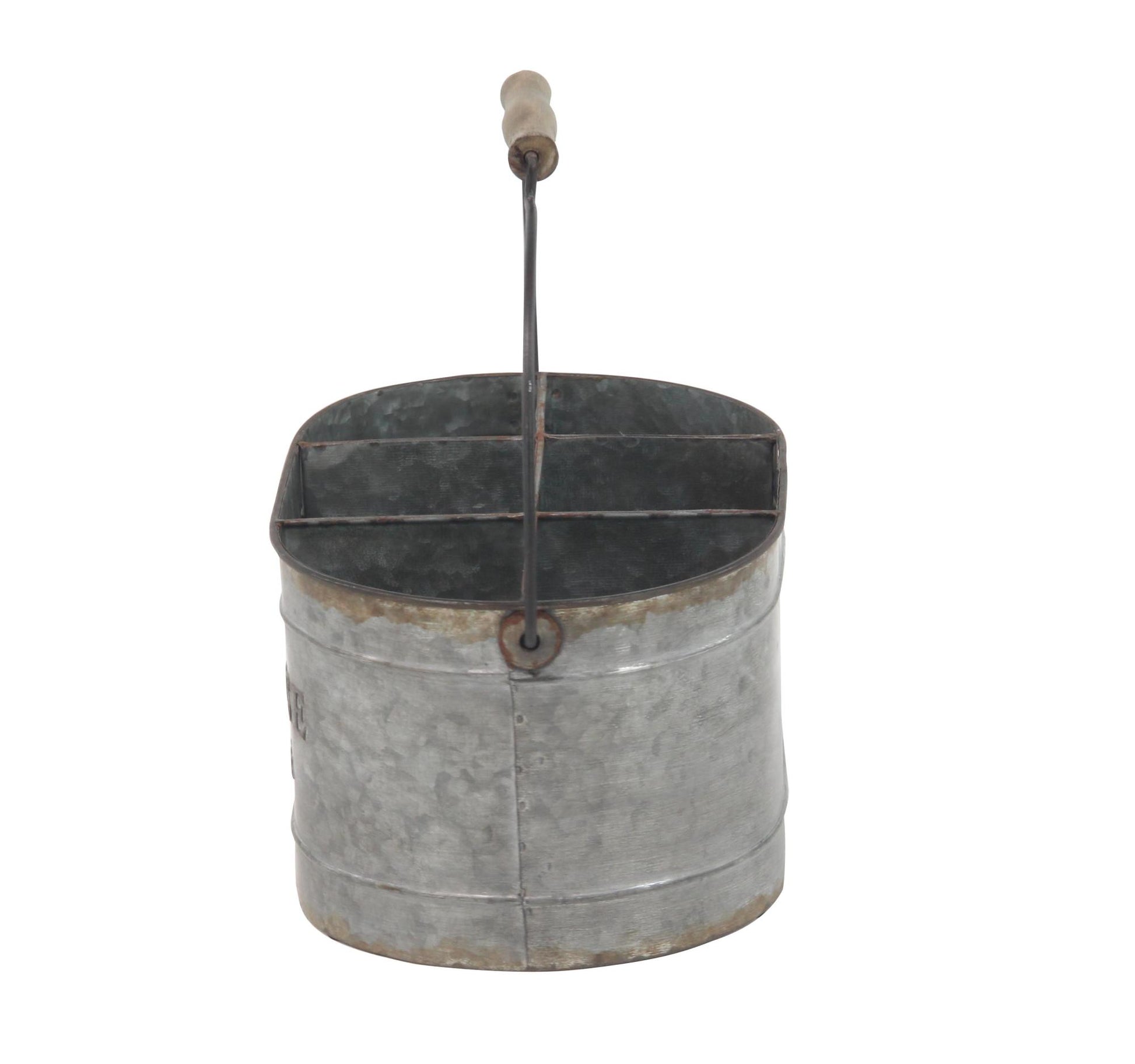 Gray Metal Galvanized Farm House 6 Bottle Kitchen Wine Holder