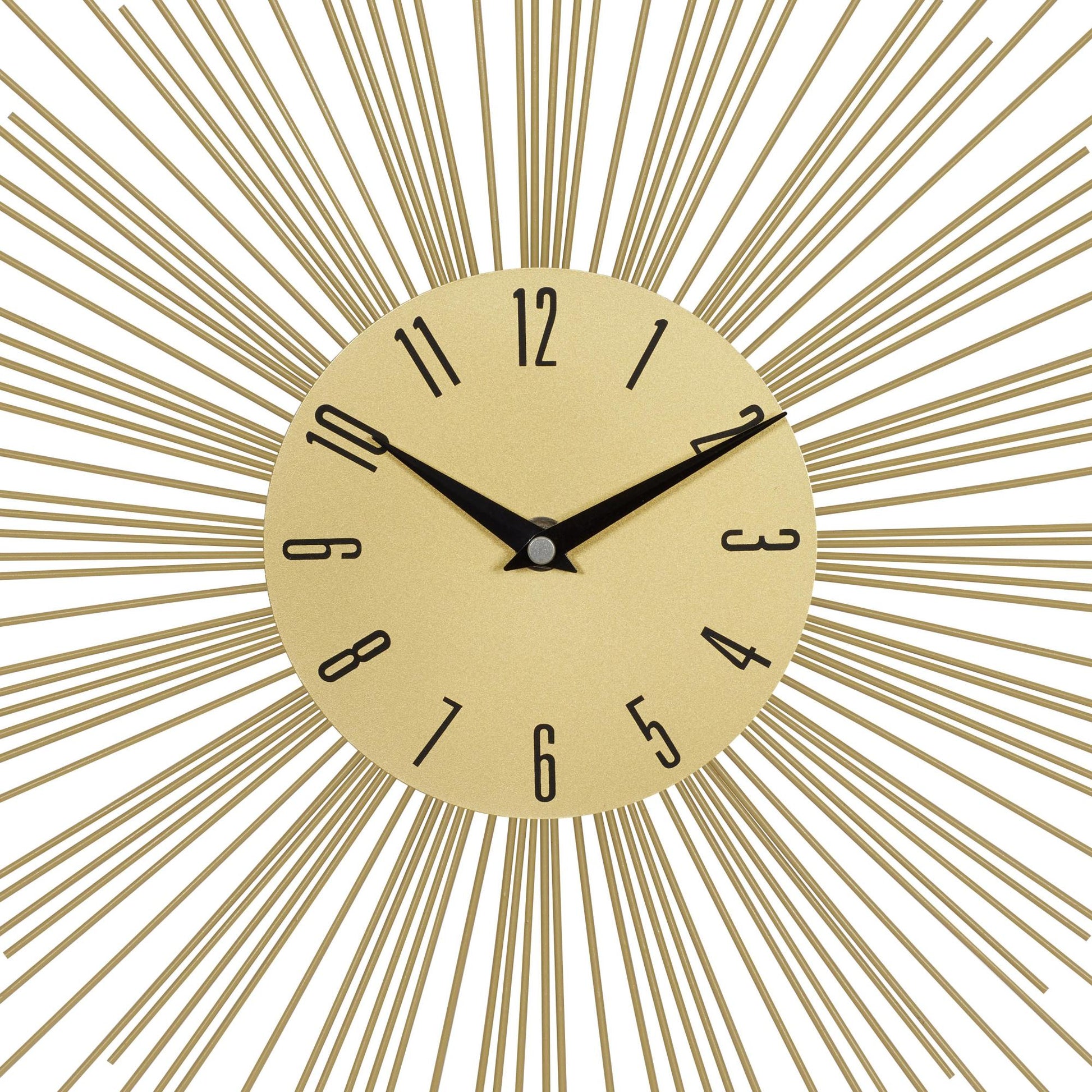 Starburst Gold Metal Decorative Wall Clock with Black Accents