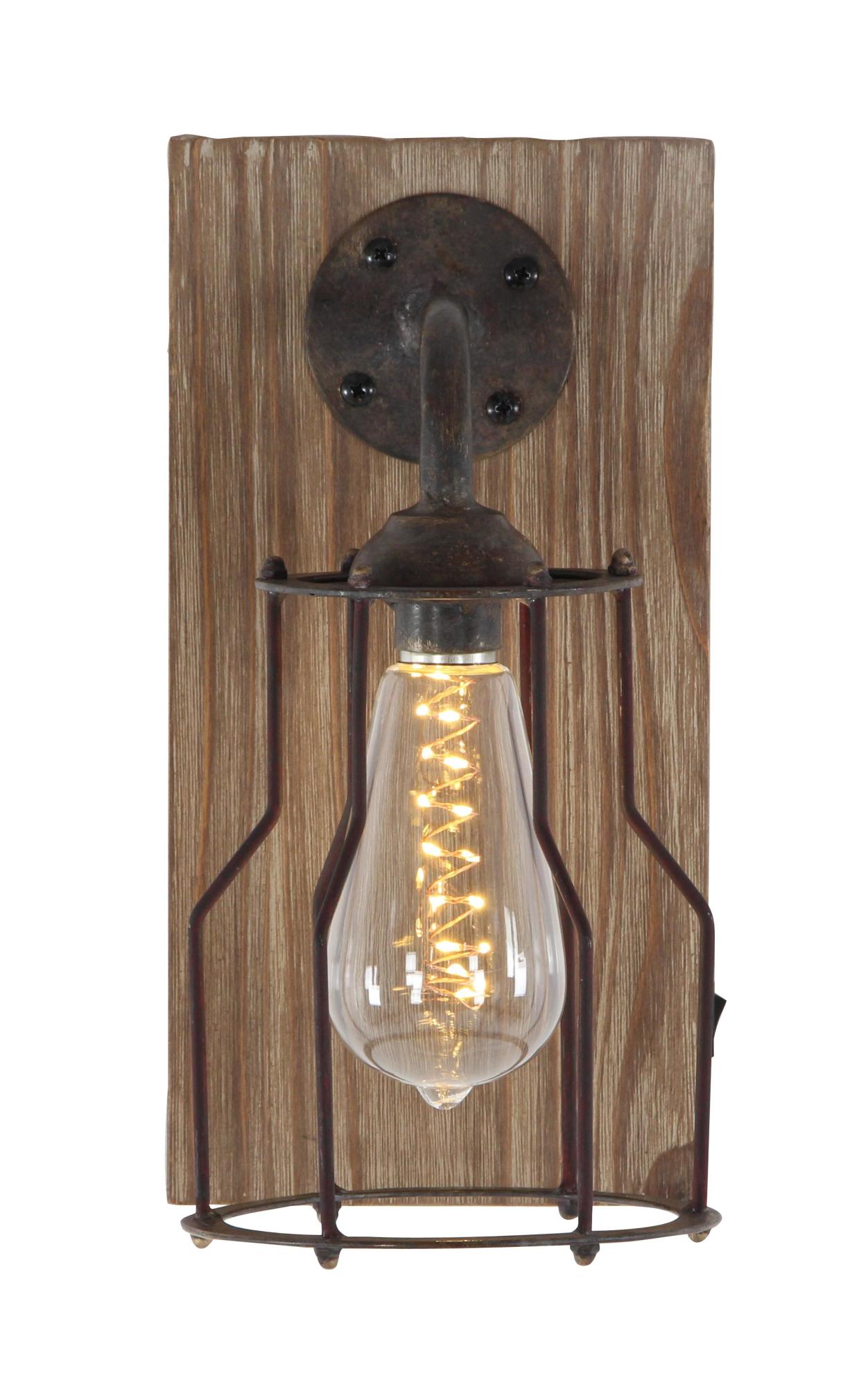 Geometric Brown Metal Battery Operated Room Accent Lamp with Included Fixed LED Light