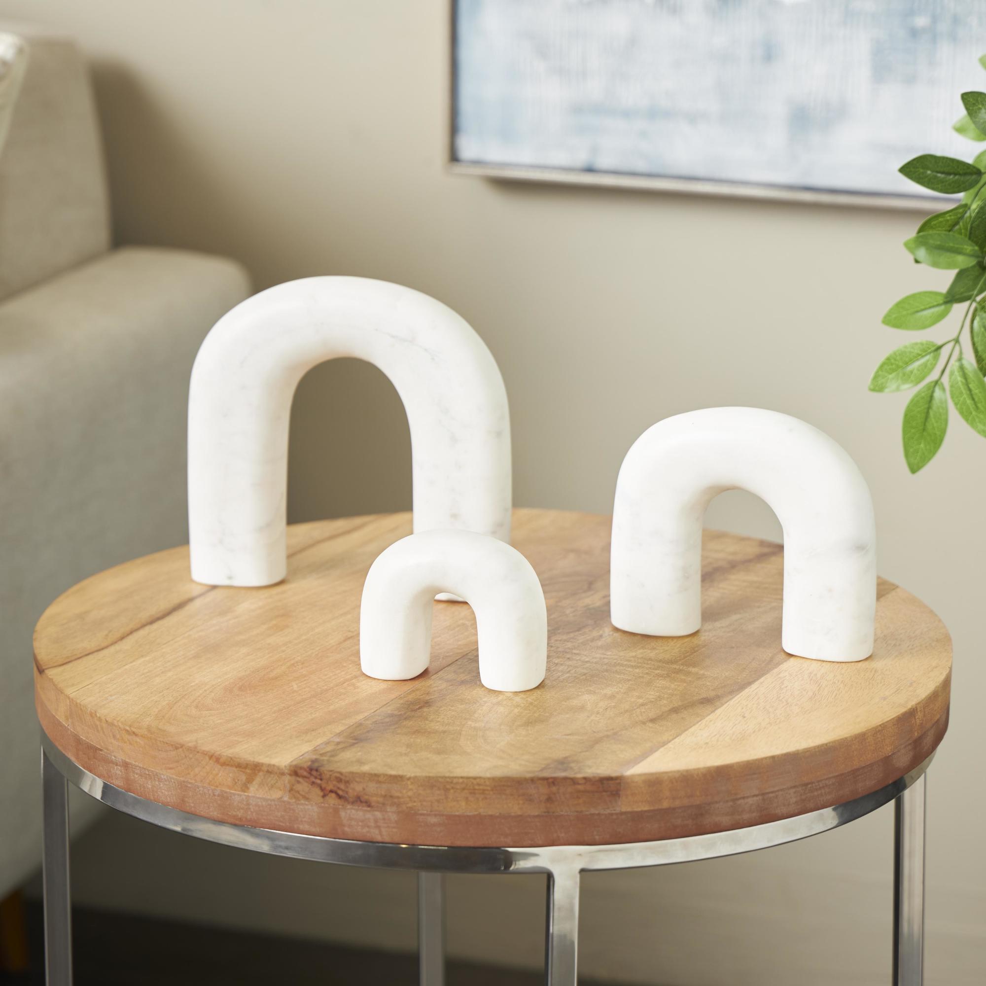 Set of 3 Abstract Marble Arched Decorative Sculpture with Varying Sizes Set of 3 7", 5", 3"H