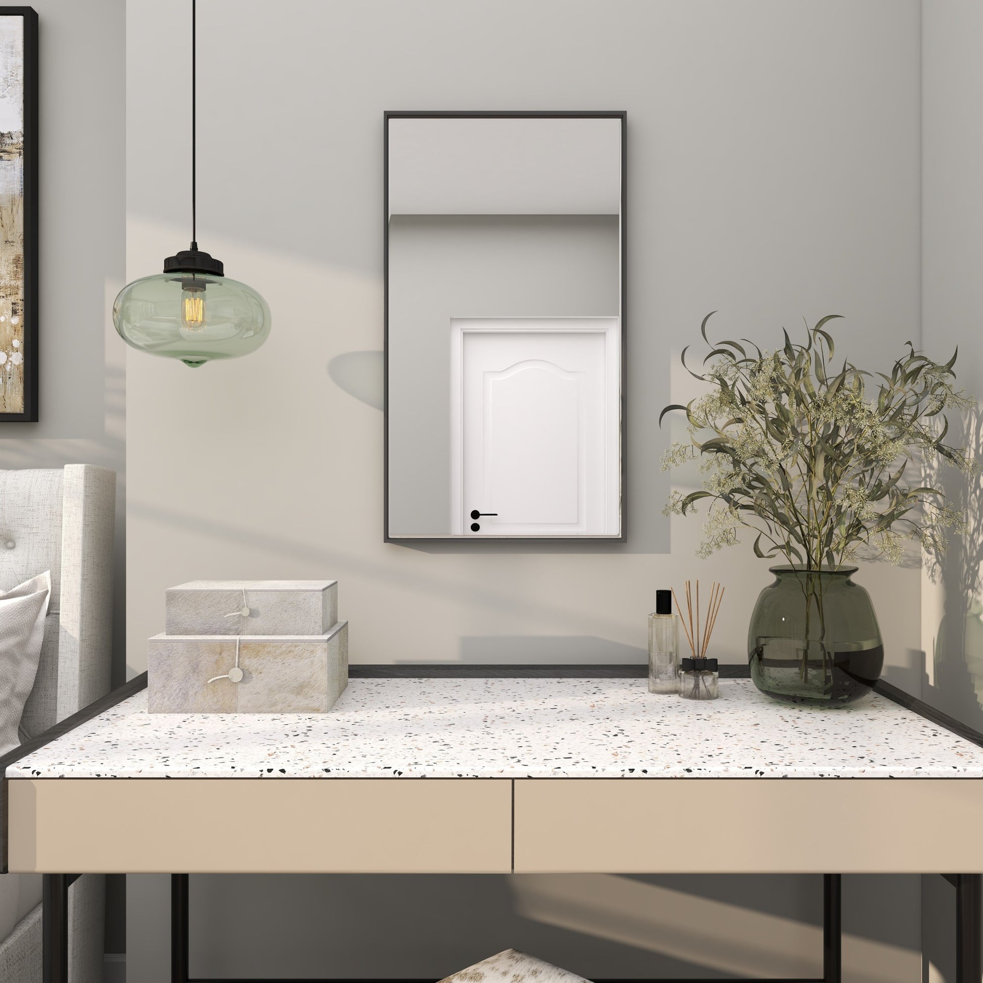 Wooden Room Wall Mirror with Thin Frame