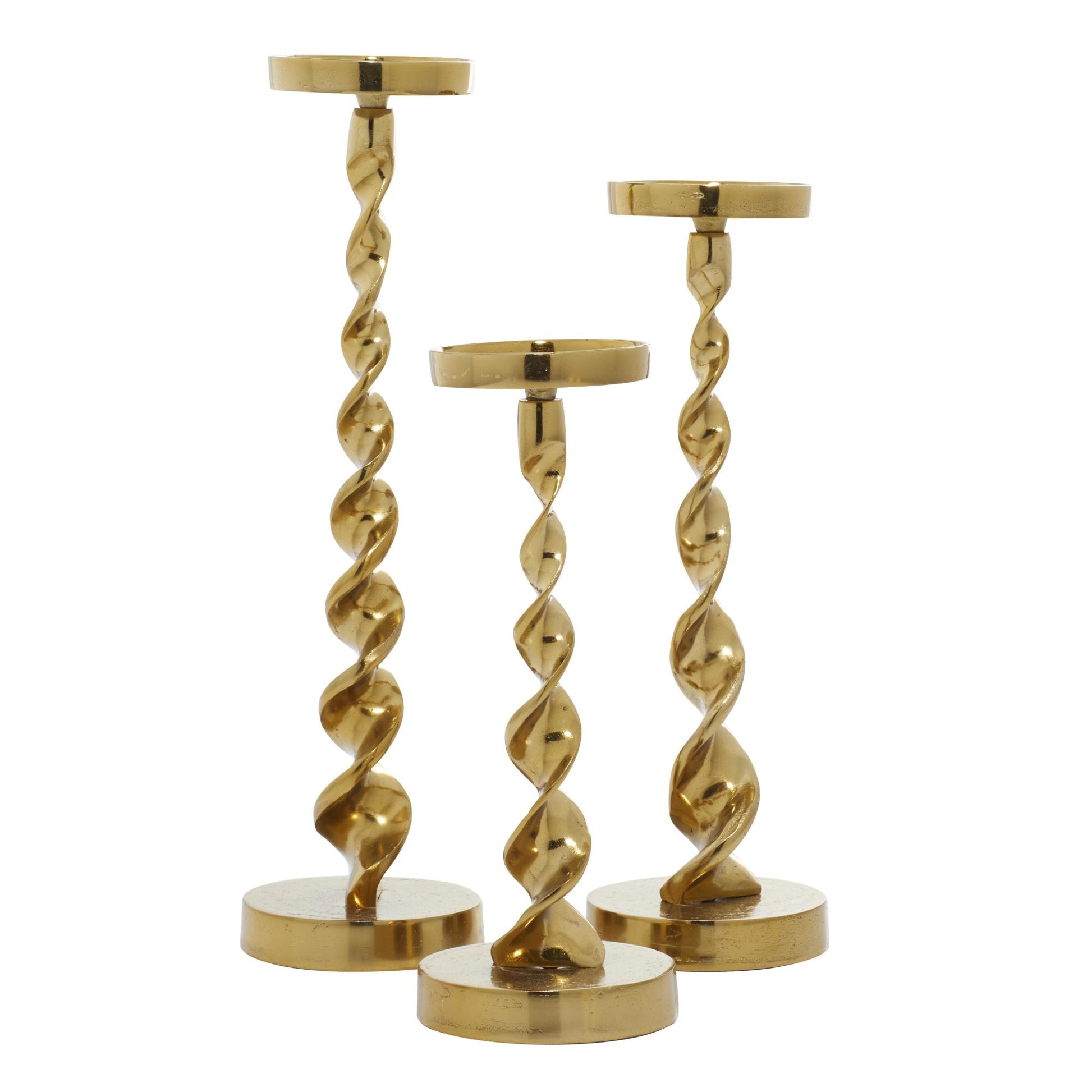 Set of 3 Aluminum Metal Decorative Candle Holder Set of 3 19", 16", 13"H
